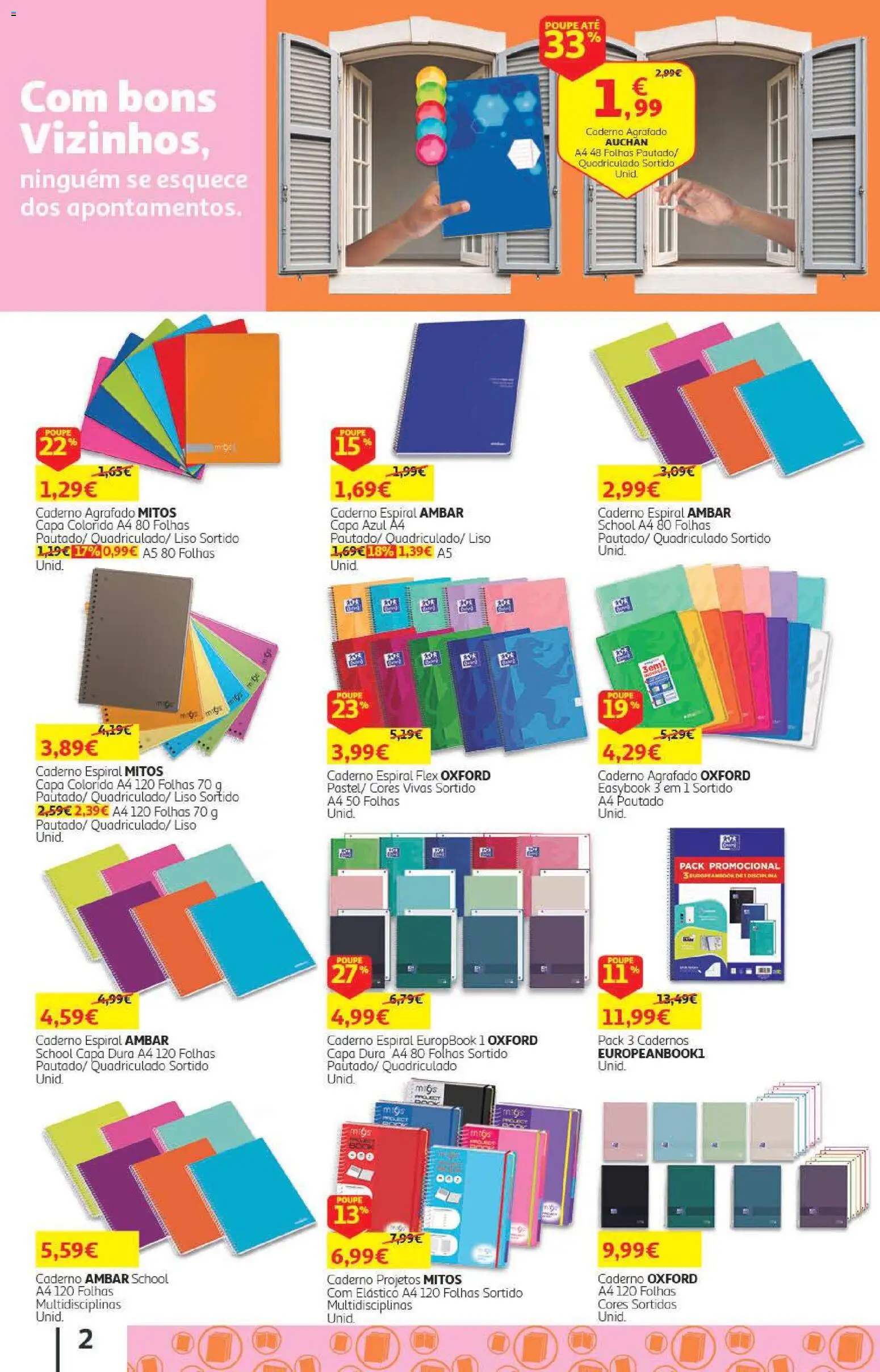 Auchan - Folheto Escolar  Têxtil Criança │ válido de 04/09/2026 | Página: 2 | Produtos: Caderno, Cadernos