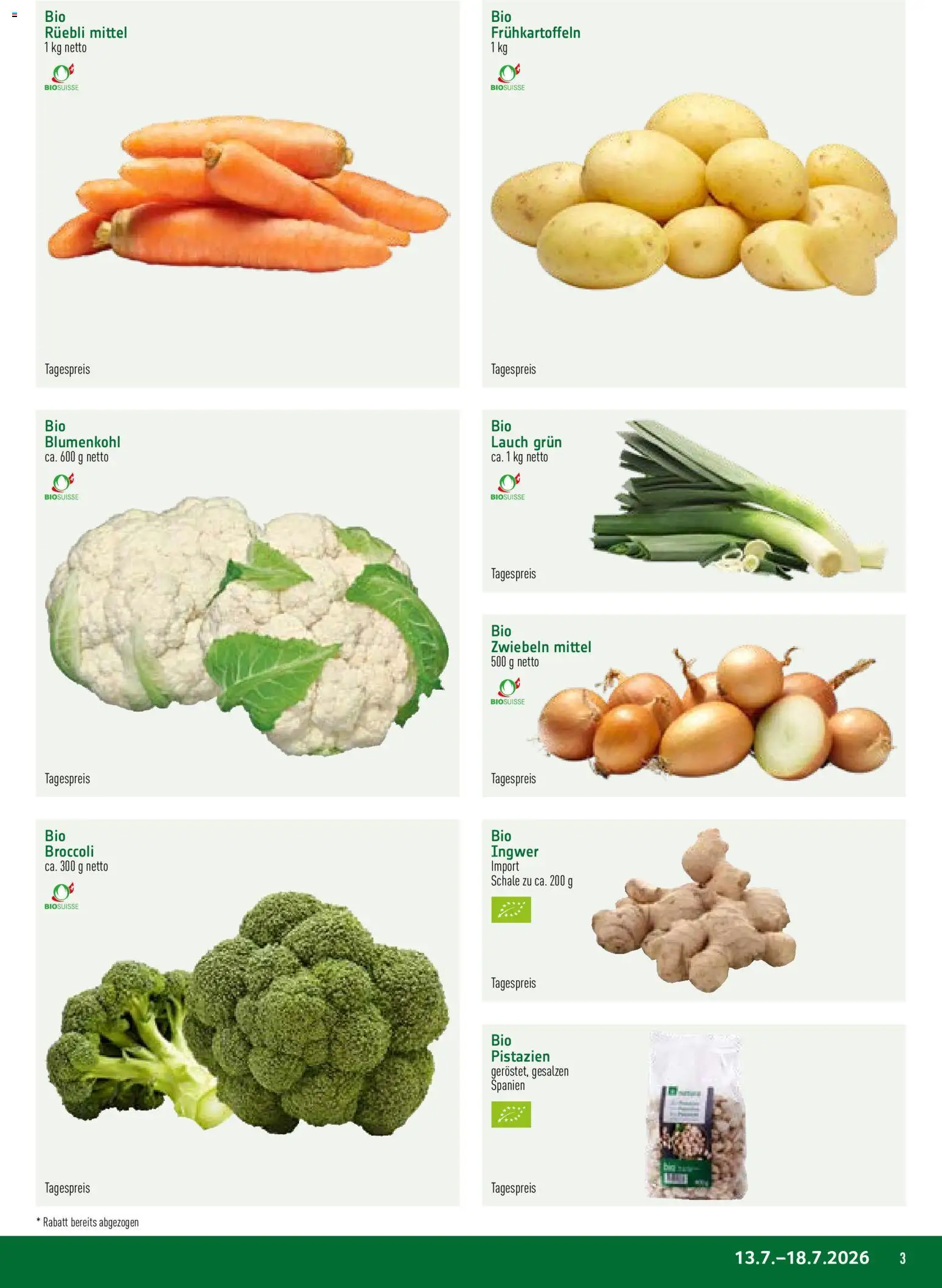 Prodega aktionen Natura – gültig ab 13.07.2026 | Seite: 3 | Produkte: Blumenkohl, Zwiebeln