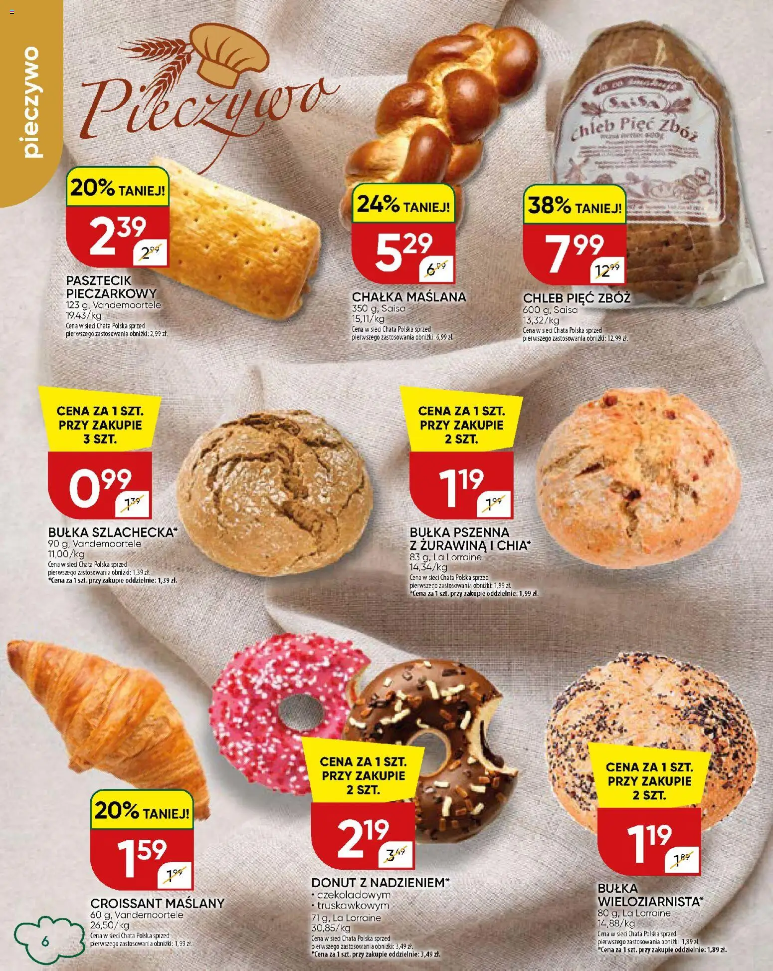 Chata Polska gazetka - szkola od 10.08.2026 | Strona: 6 | Produkty: Croissant, Bułka, Donut, Bułka pszenna