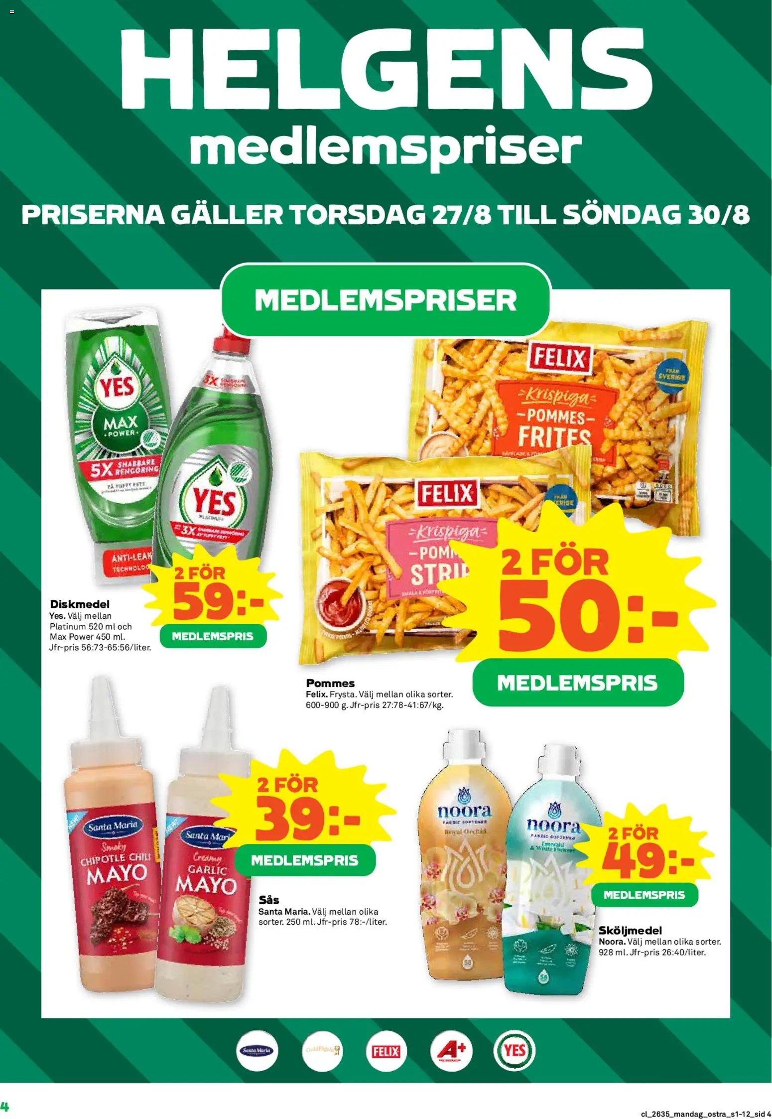 Coop reklamblad aktuell från 24/08/2026 | Sida: 4 | Produkter: Sköljmedel, Diskmedel, Galler, Chili