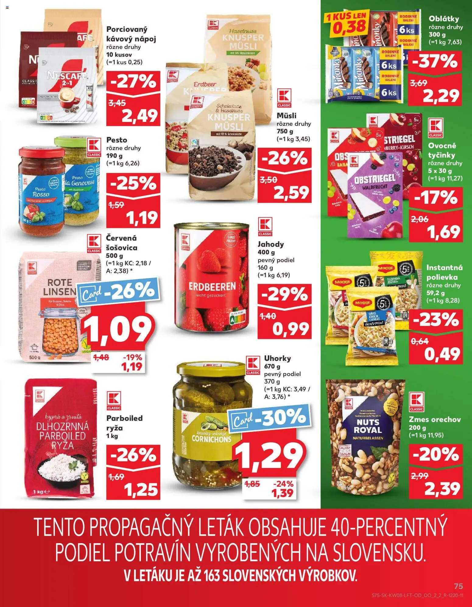Kaufland SK akciós ujság - amely érvényes a következő dátumtól: 2026.02.19. | Oldal: 75 | Termékek: Pesto, Nescafé, Maggi