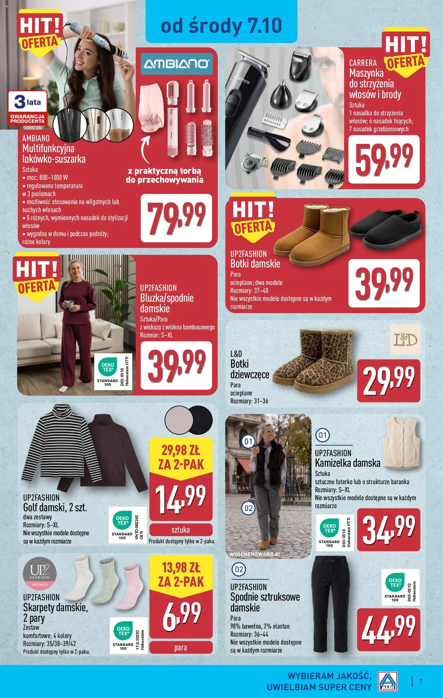 Aldi gazetka - Artykuły przemysłowe i tekstylia od 07.10.2026 | Strona: 7 | Produkty: Spodnie, Skarpety, Torba, Ambiano