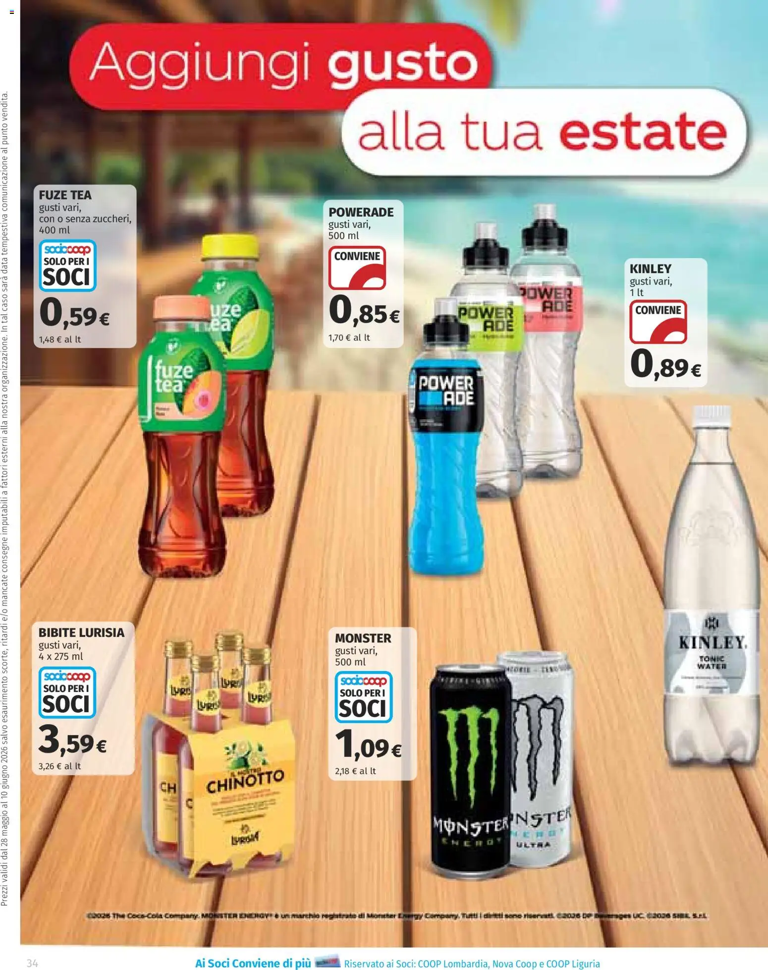 Volantino COOP del 28.05.2026 | Pagina: 34 | Prodotti: Chinotto, Data, The, Bibite