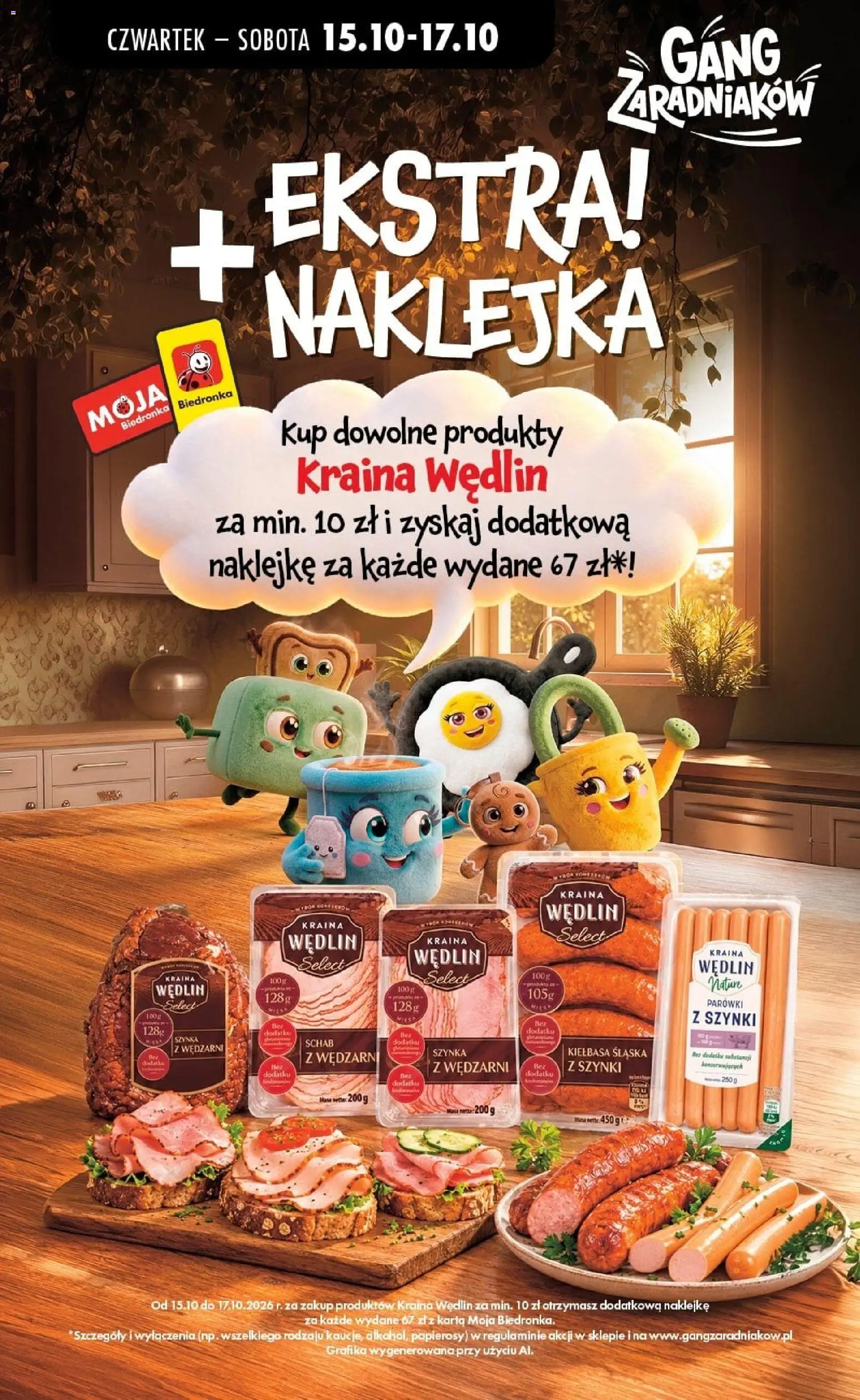 Biedronka gazetka - Czas na toast od 15.10.2026 | Strona: 21 | Produkty: Kiełbasa, Karta, Schab, Parówki