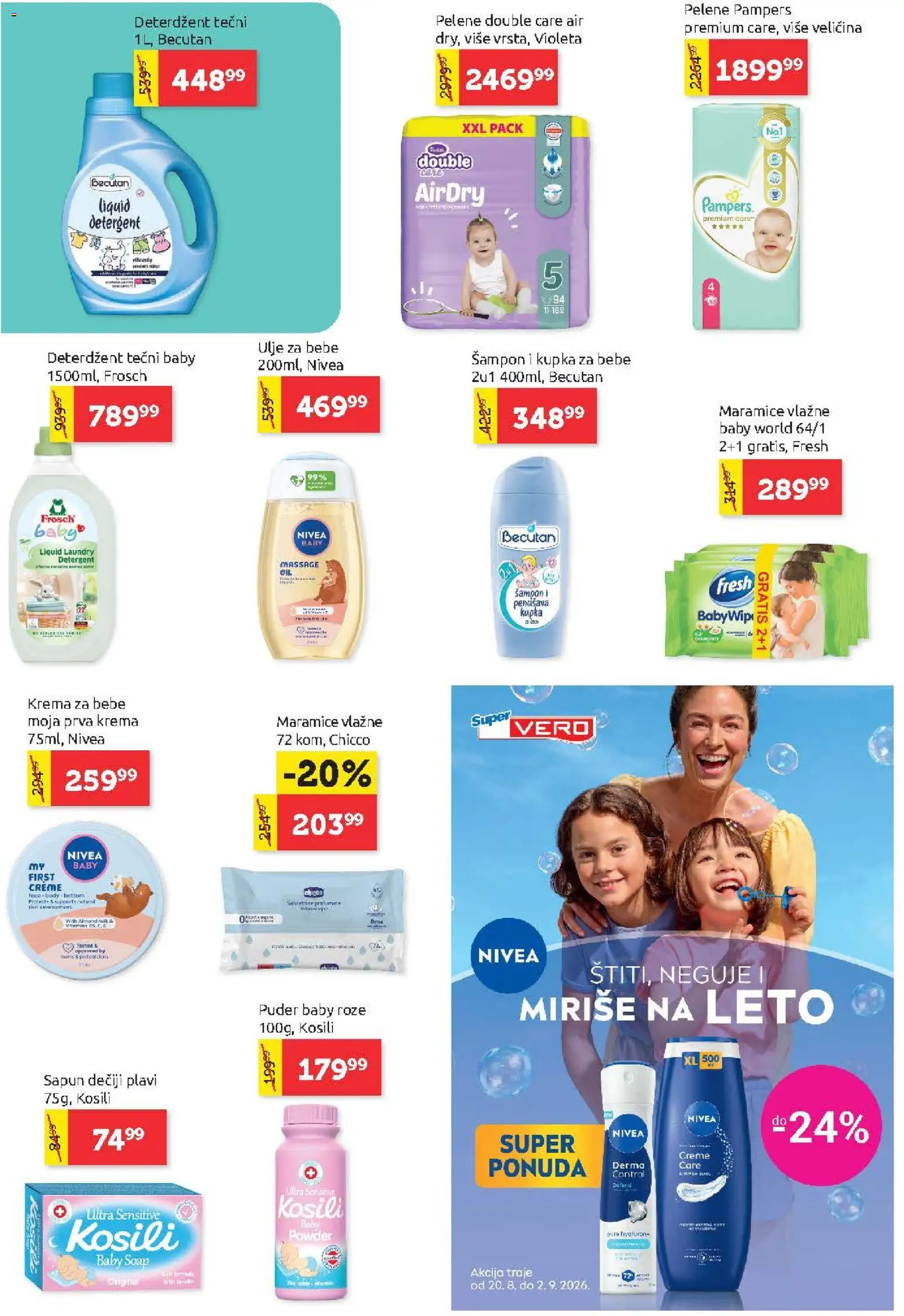 SuperVERO katalog - važi od 20.08.2026 | Strana: 22 | Proizvode: Maramice, Puder, Nivea, Ulje