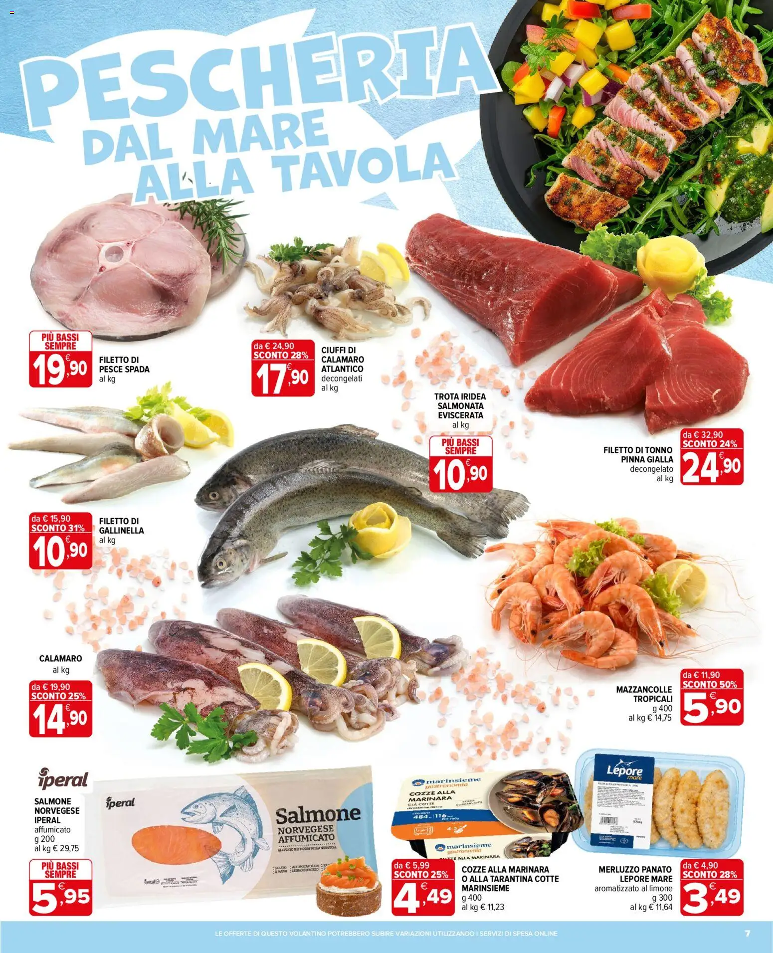 Volantino Iperal del 28/10/2026 | Pagina: 7 | Prodotti: Salmone, Filetto, Tonno, Pesce spada