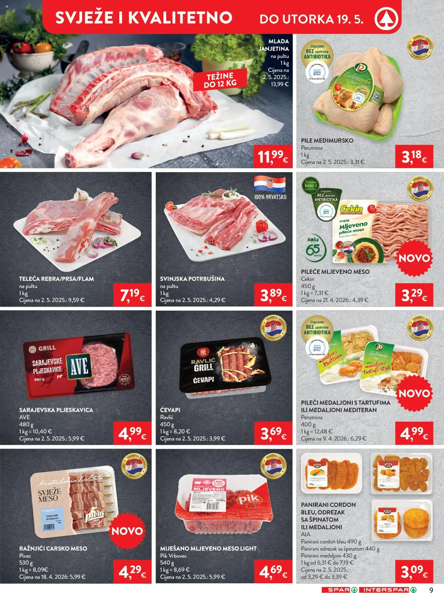 Spar katalog | vrijedi od 13.05.2026 | Stranica: 10 | Proizvodi: Janjetina, Mljeveno meso, Pljeskavice, Pik Vrbovec