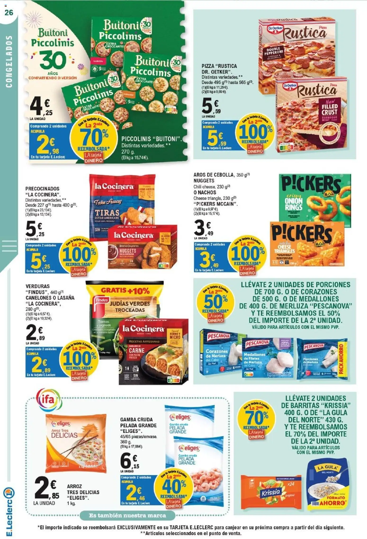 E.Leclerc Mega Sorteo │ válido desde el 07/10/2026 | Página: 26 | Productos: Nachos, Arroz, Mozzarella, Pasta