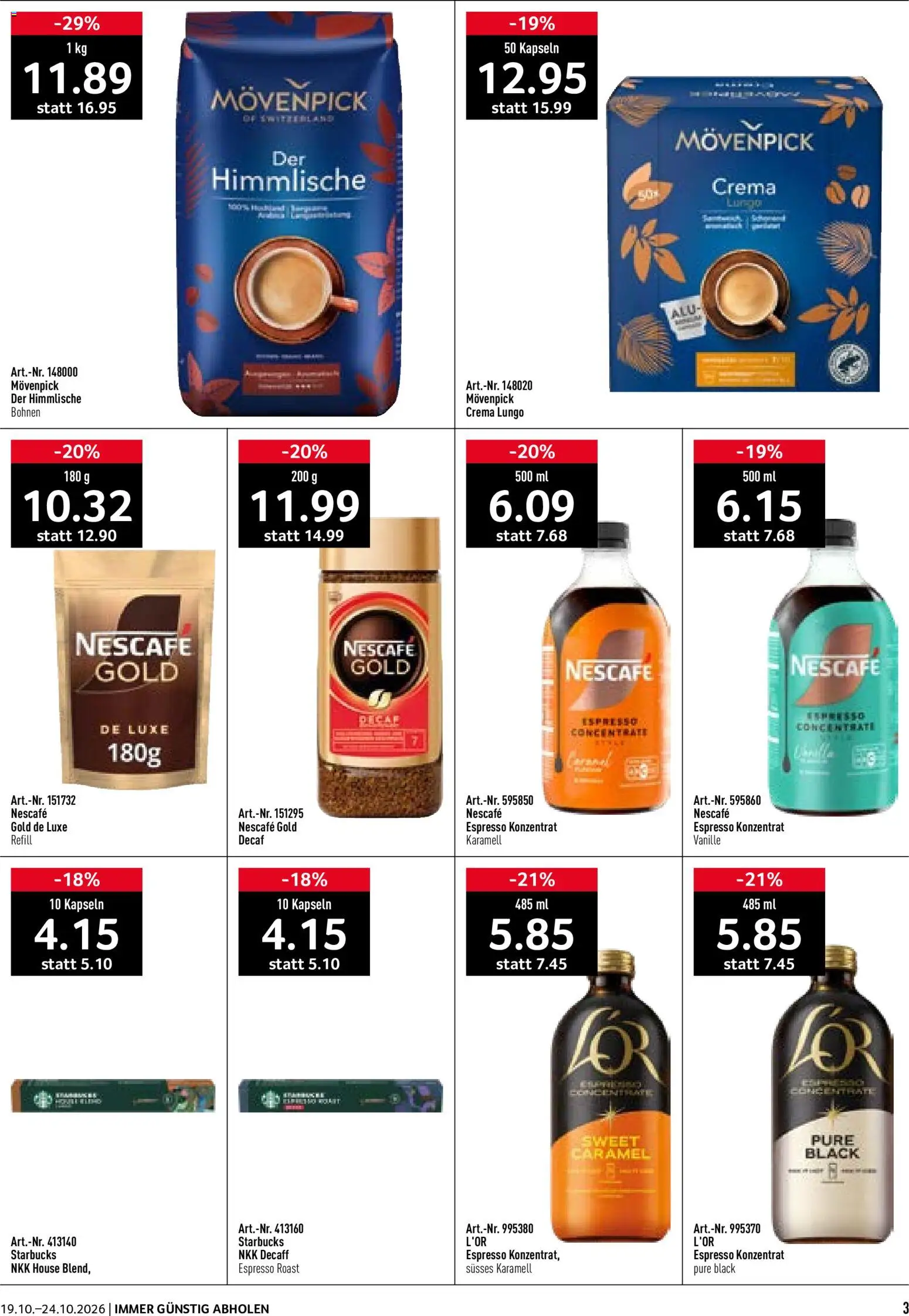 Prodega aktionen Kaffeekompetenz – gültig ab 19.10.2026 | Seite: 3 | Produkte: Vanille