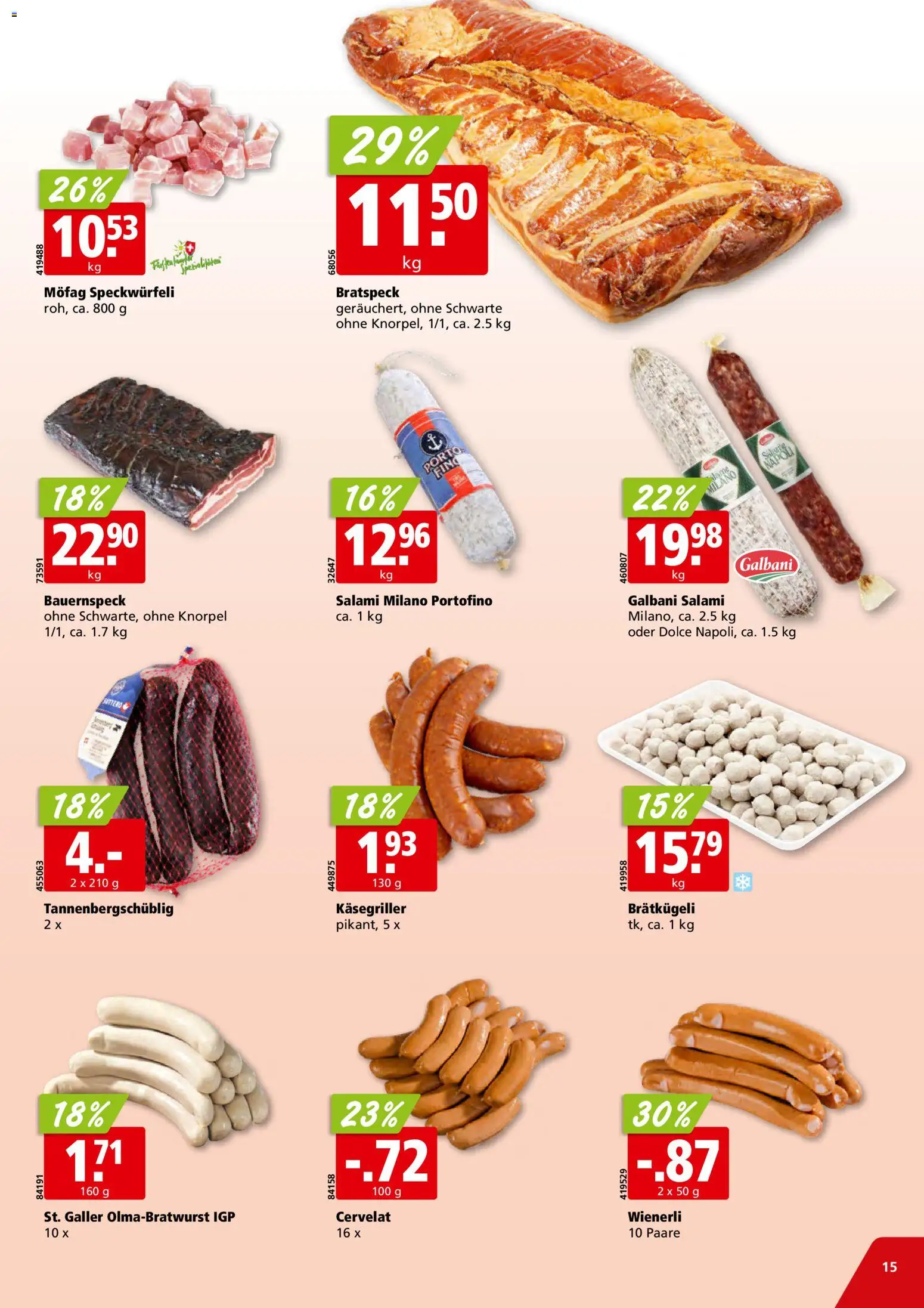 Aligro aktionen Schlieren, Gossau SG, Frauenfeld, Rapperswil-Jona, Sargans, Bern – gültig ab 26.10.2026 | Seite: 15 | Produkte: Salami
