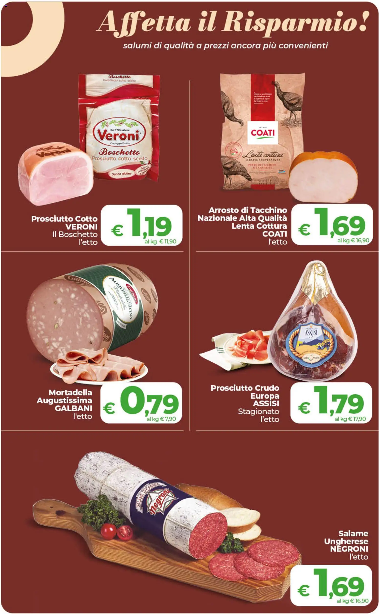 Volantino COOP del 21/07/2026 | Pagina: 8 | Prodotti: Arrosto, Salame, Tacchino, Mortadella