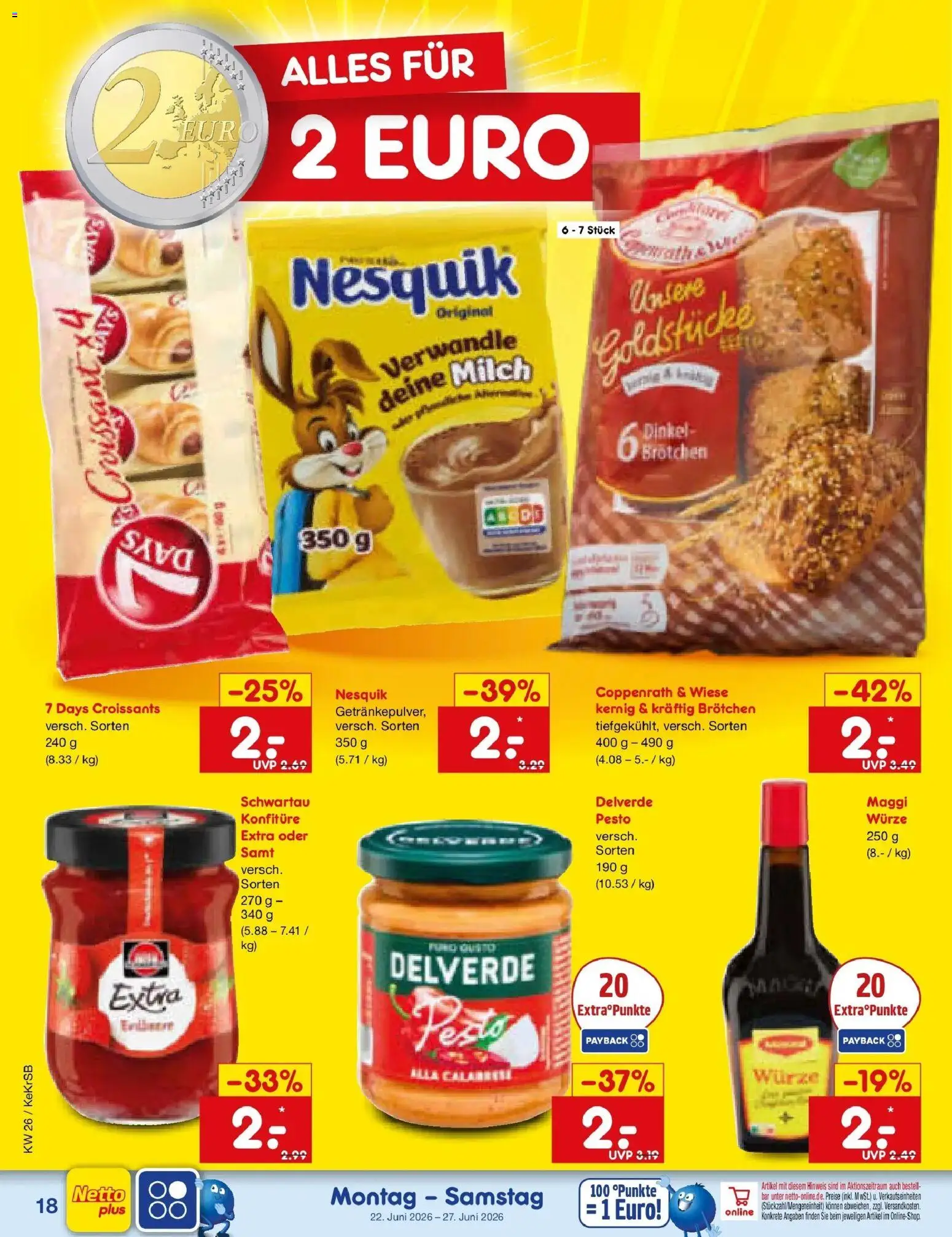 Netto Marken-Discount Prospekt Bonn – gültig ab 22.06.2026 | Seite: 22 | Produkte: Nesquik, Maggi, Milch, Croissant