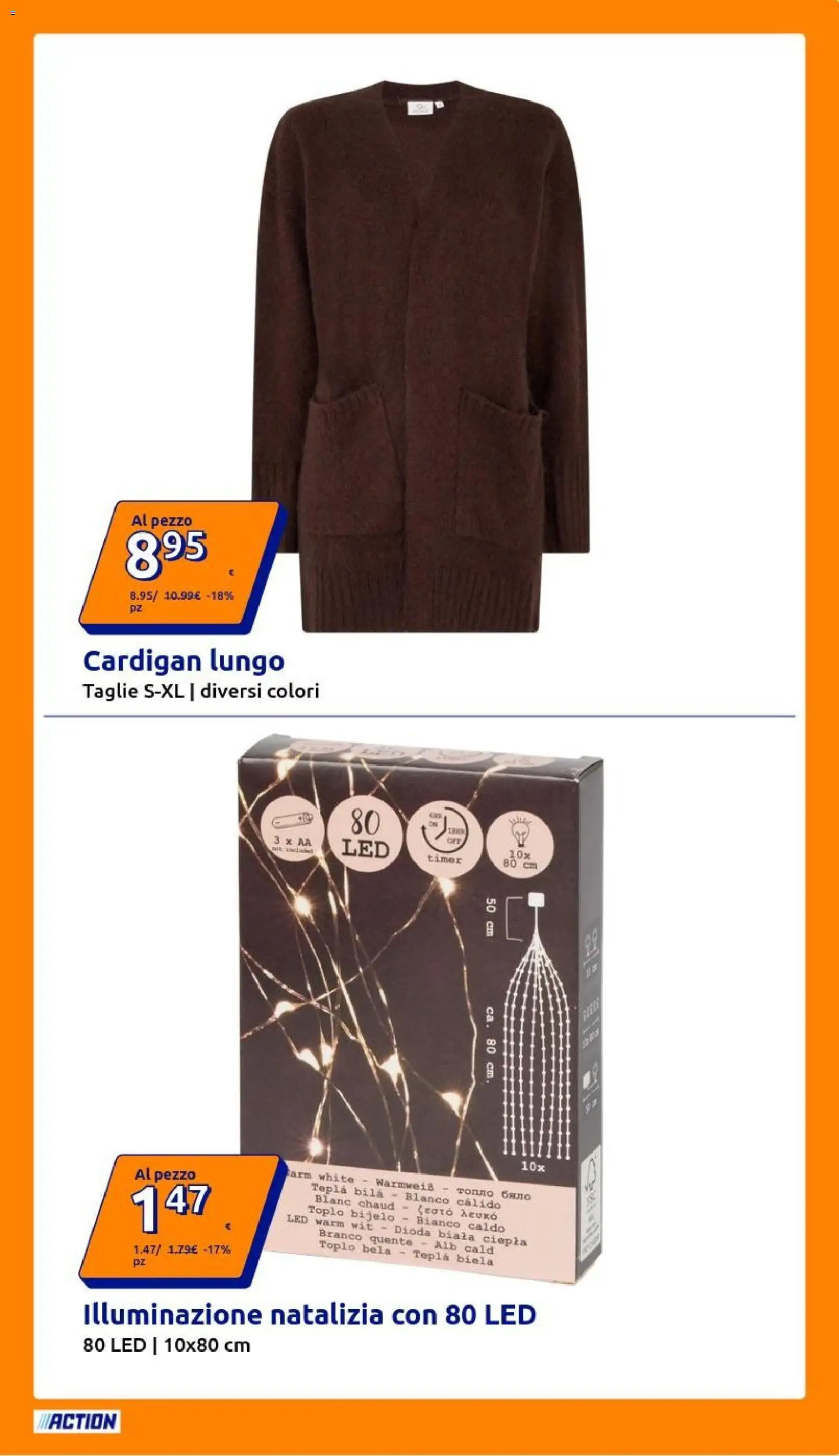 Volantino Action del 28/10/2026 | Pagina: 17 | Prodotti: Cardigan, Illuminazione
