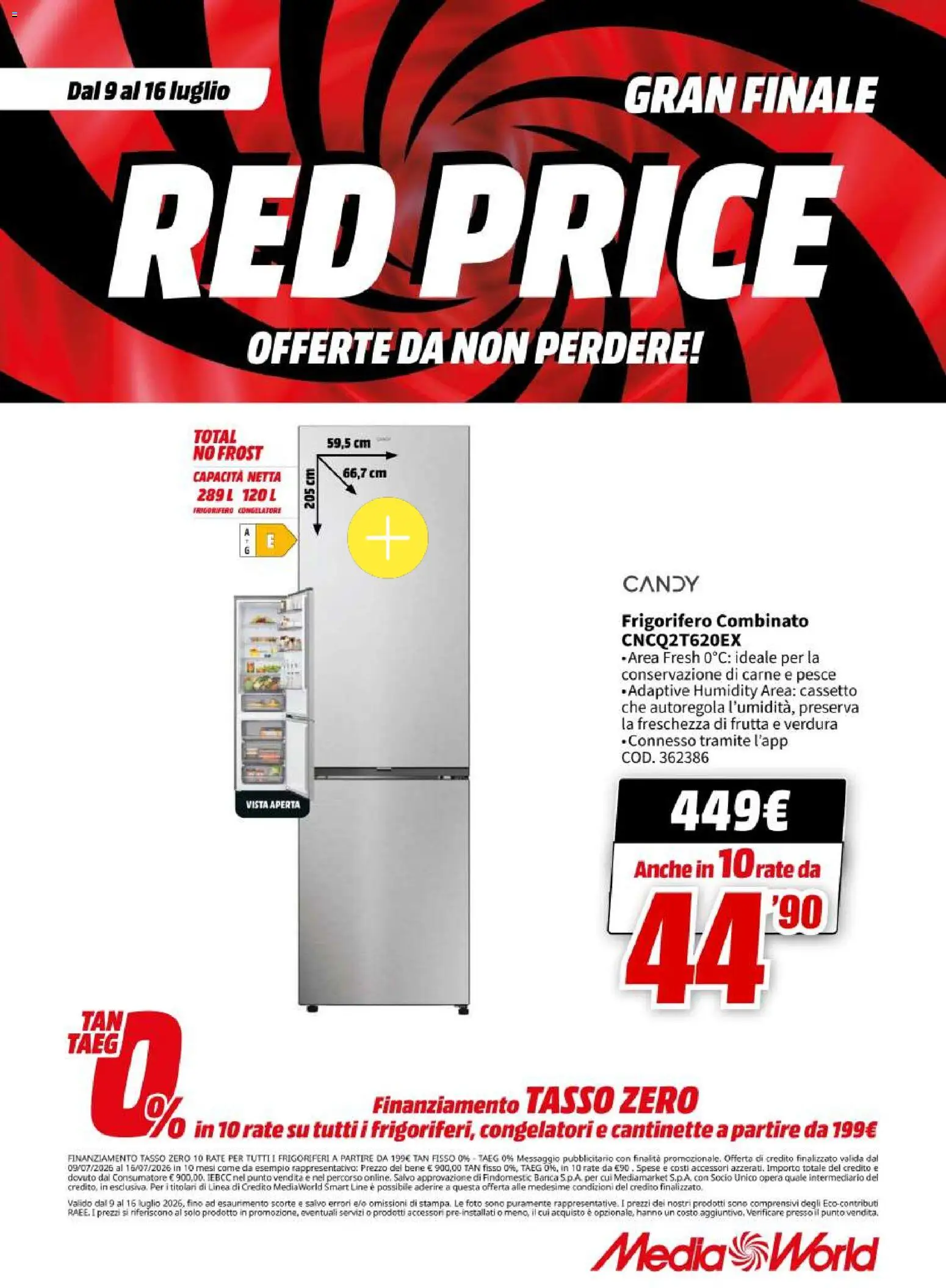 Volantino Media World del 09/07/2026 | Pagina: 59 | Prodotti: Pesce, Frutta, Frigorifero, Frigorifero combinato