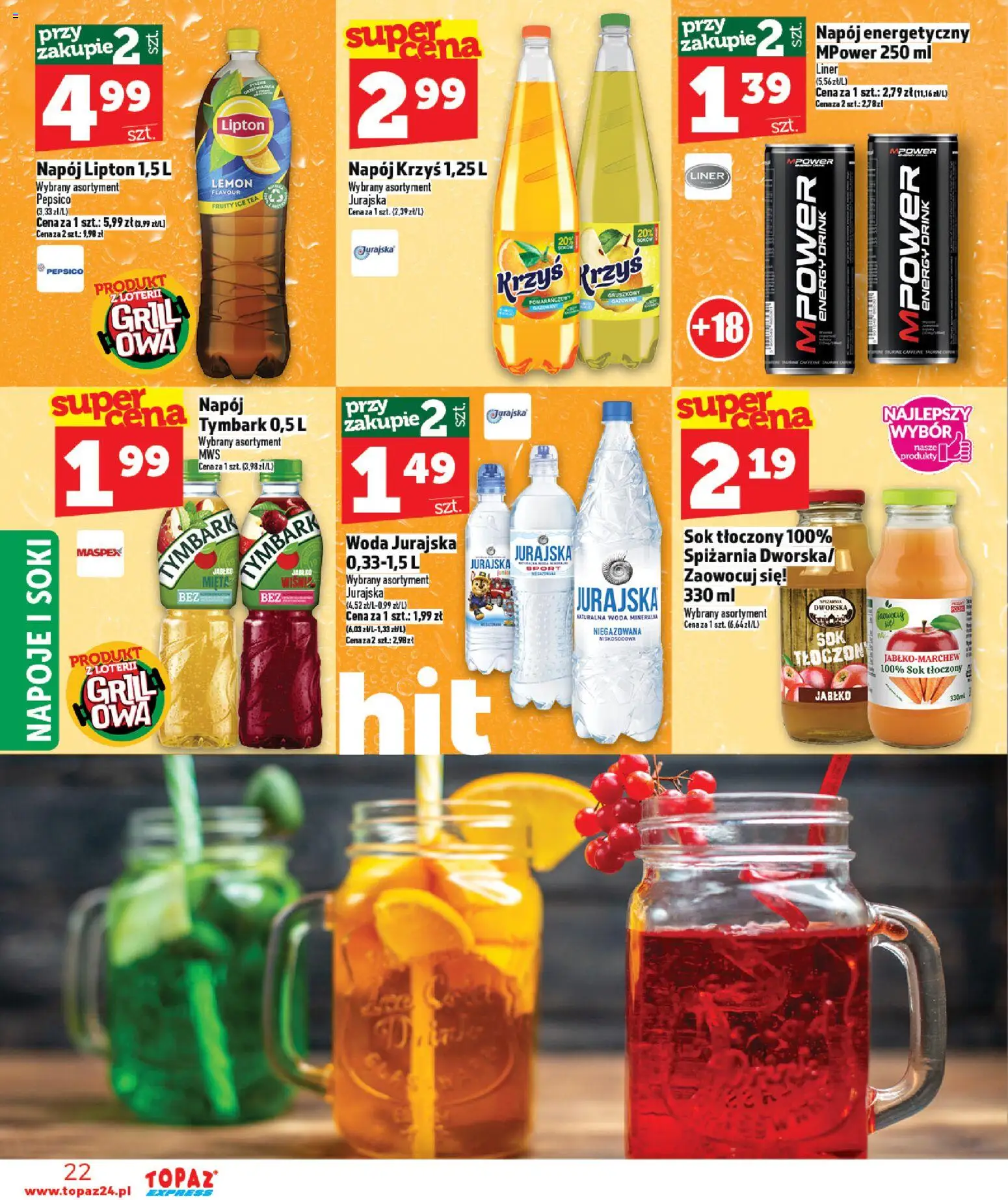 Topaz gazetka - Express od 14.05.2026 | Strona: 22 | Produkty: Ice Tea, Grill, Soki, Sok