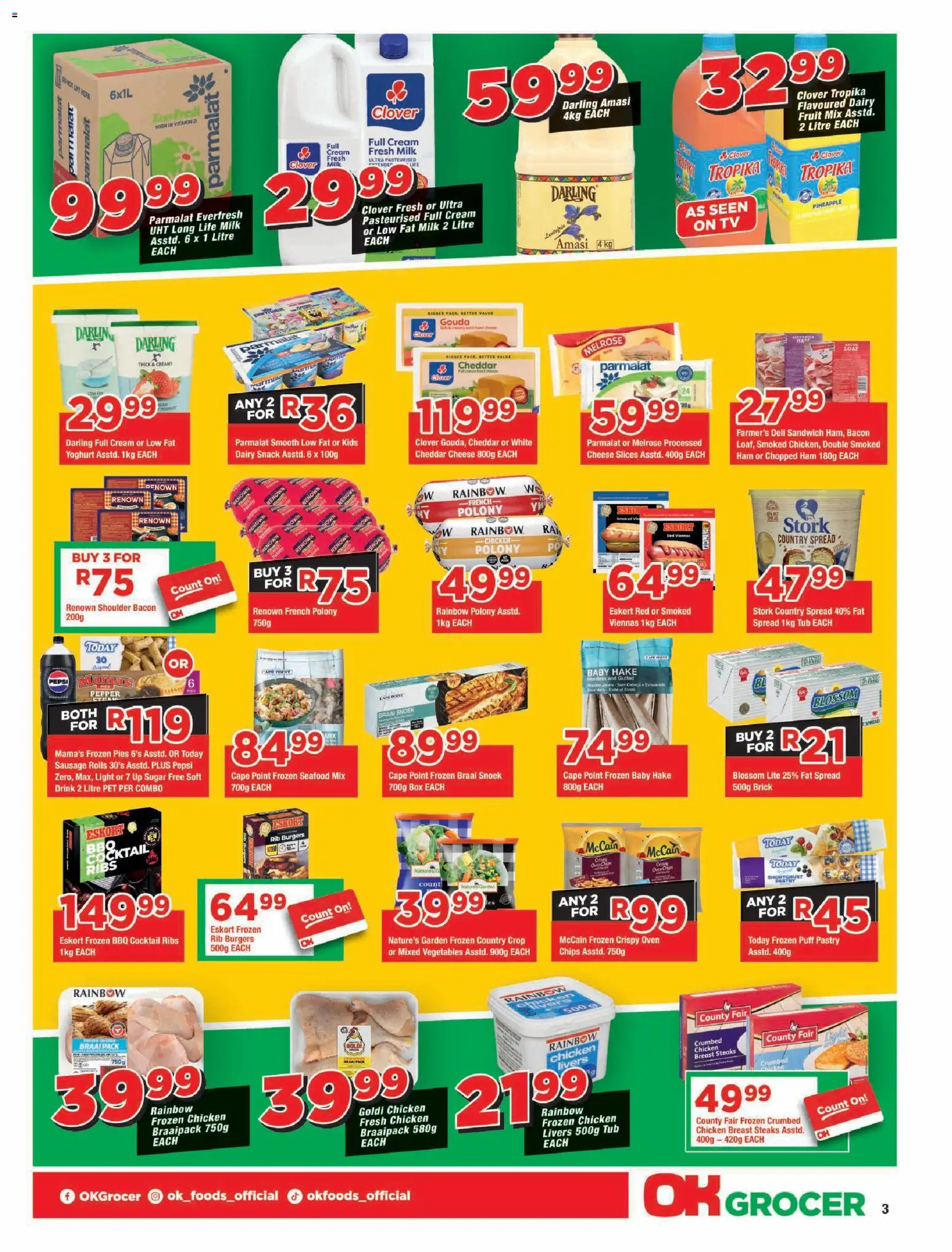 New OK Foods catalogue – valid from 23/09/2026 | Page: 3 | Products: Light, Polony, Cheddar, Fruit