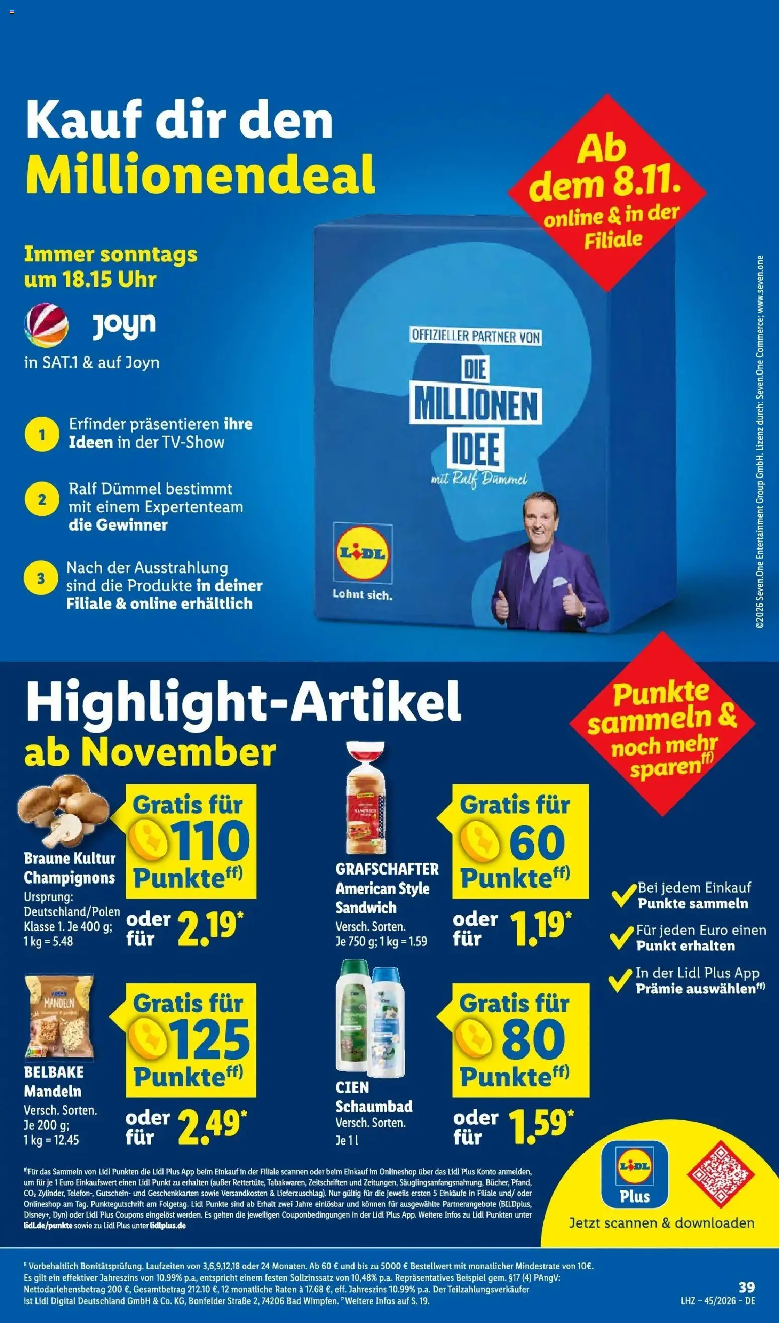Lidl Prospekt Höxter (ab 02.11.2026) zum Blättern » Angebote | Seite: 45 | Produkte: Bad, Mandeln, Champignons, Uhr