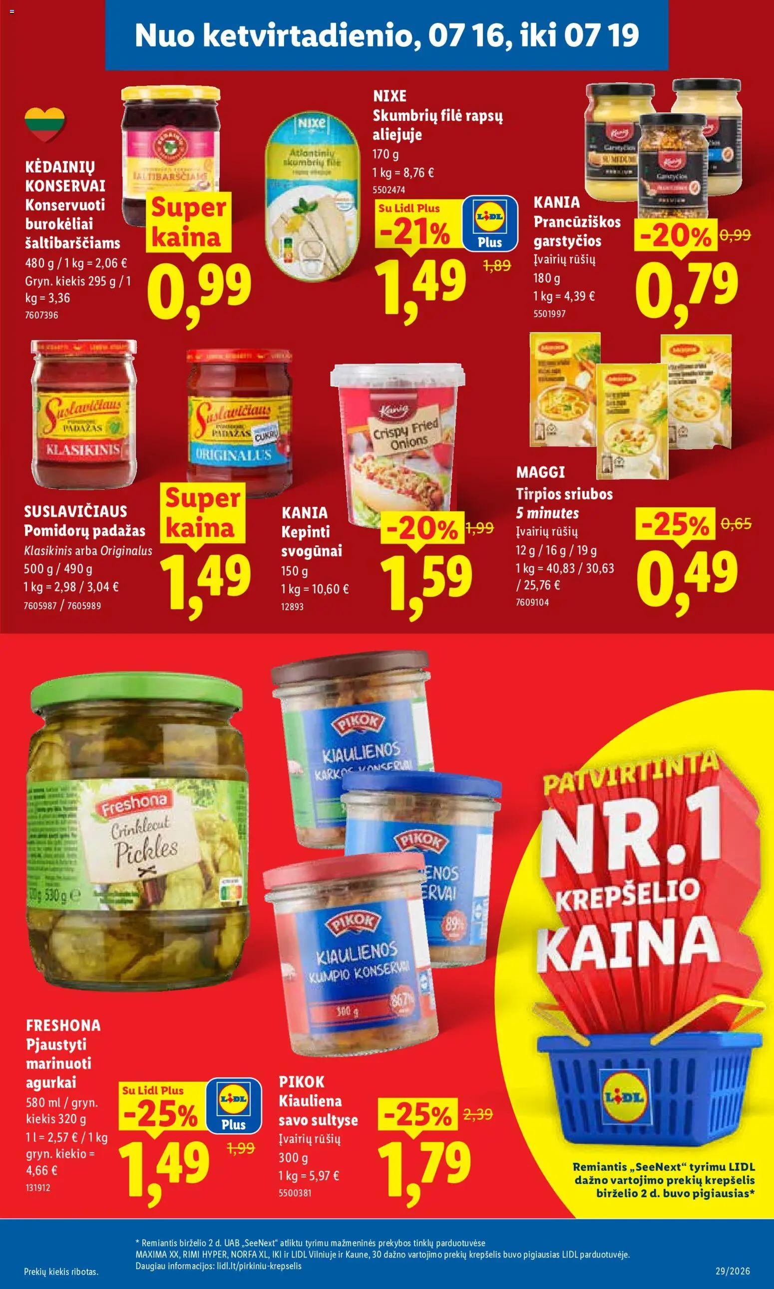 LIDL akcijos nuo 2026.07.13 | Puslapis: 31 | Prekių: Agurkai, Svogūnai, Krepšelis, Kiauliena