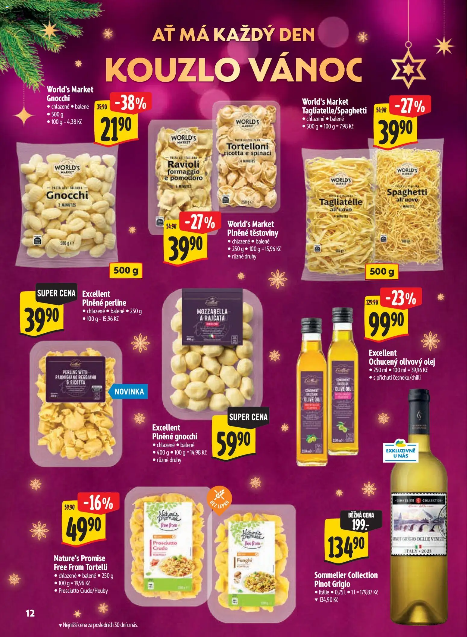 Albert leták - Supermarket Kouzlo Vánoc od 29.10.2026 | Strana: 12 | Produkty: Parmigiano Reggiano, Gnocchi, Pinot Grigio, Crudo