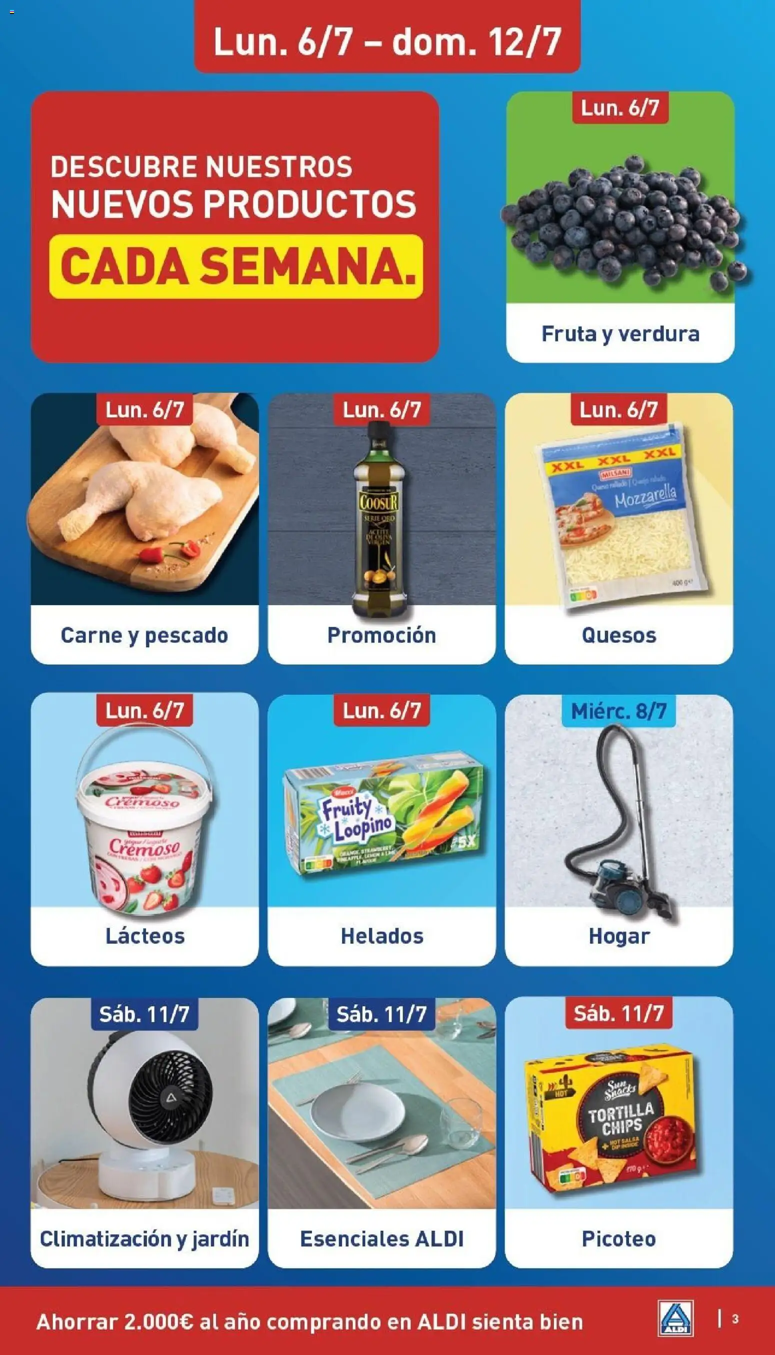 Aldi folleto Península │ válido desde el 06/07/2026 | Página: 3 | Productos: Yogur cremoso, Aceite, Pescado, Pollo
