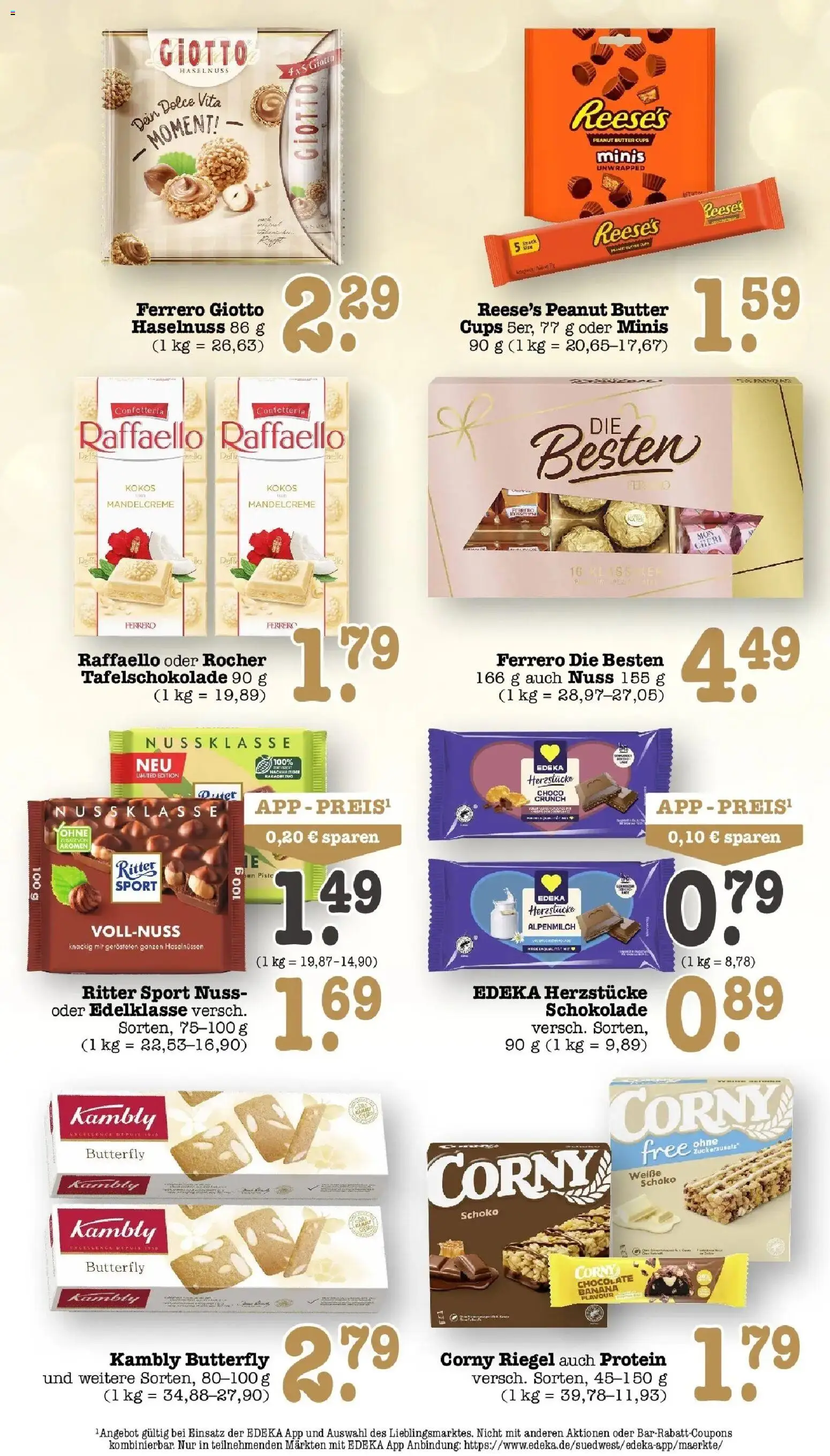 E center Prospekt Karlsruhe (ab 21.09.2026) zum Blättern | Seite: 37 | Produkte: Raffaello, Corny riegel, Butter, Ritter sport