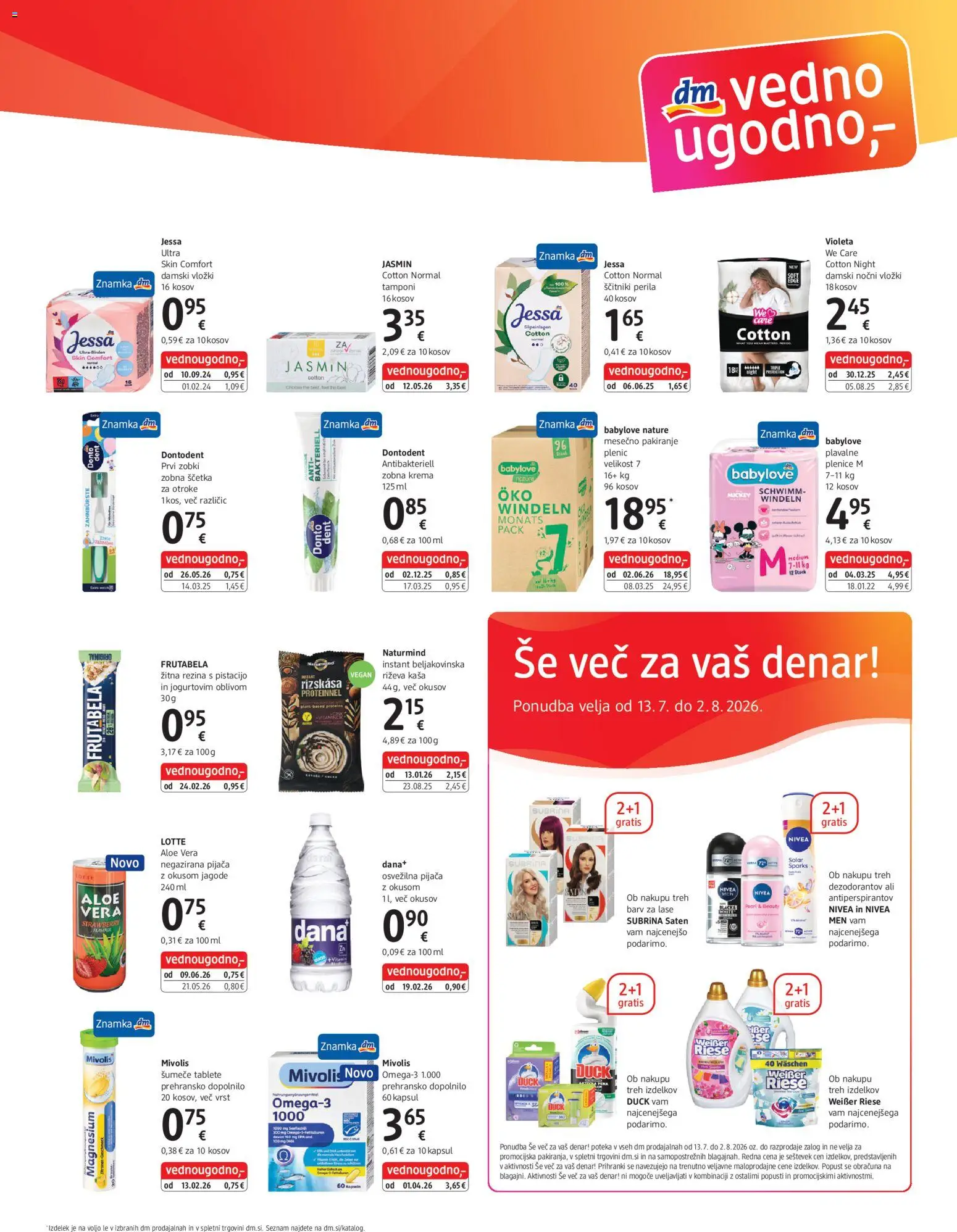 Novi DM Drogerie Markt katalog ponudbe – veljaven od 13.07.2026 | Stran: 3 | Izdelki: Plenice, Krema, Zobna scetka, Jagode