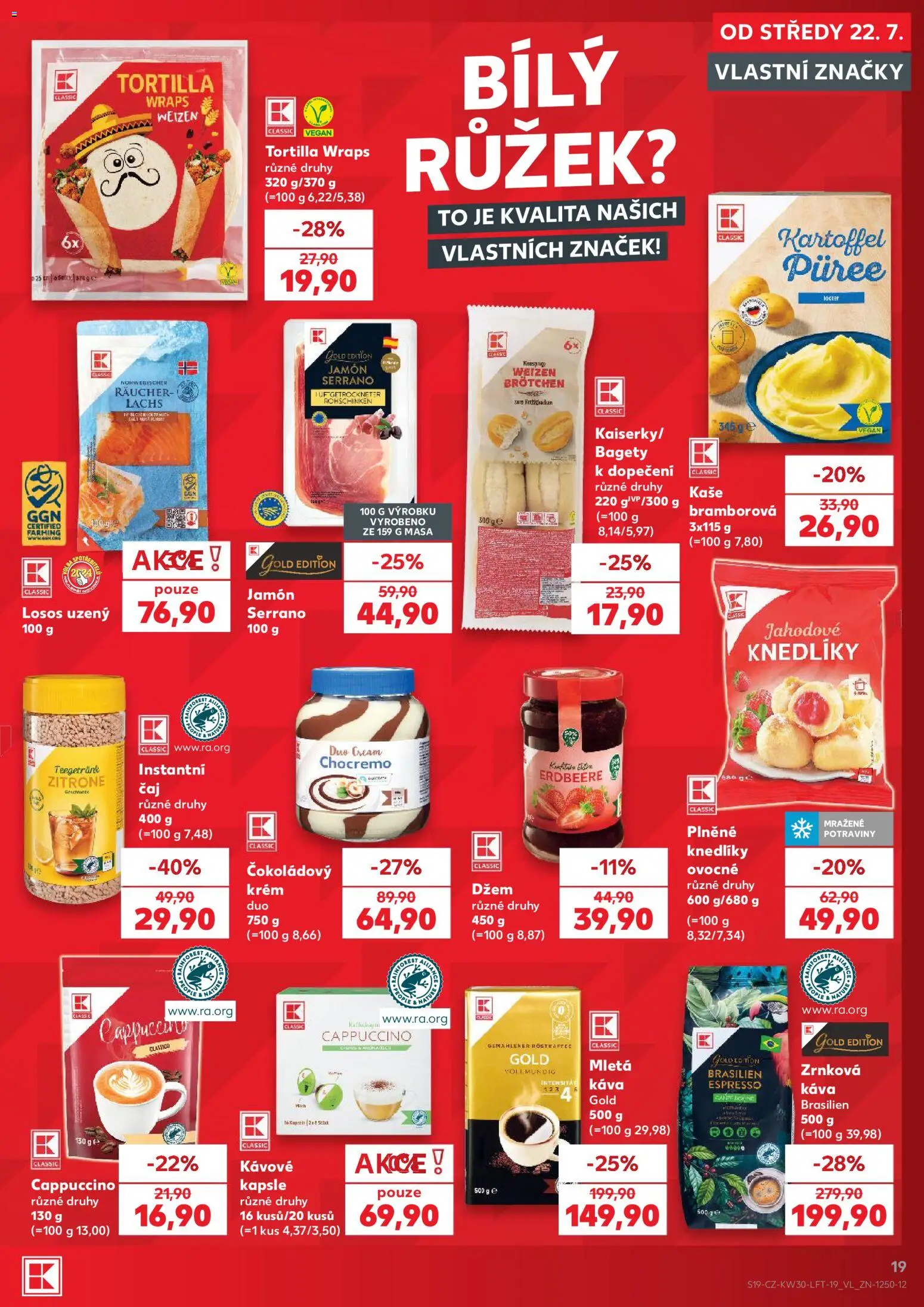 Kaufland leták od 22.07.2026 | Strana: 19 | Produkty: Vegan, Čaj, Jamón Serrano, Losos uzený