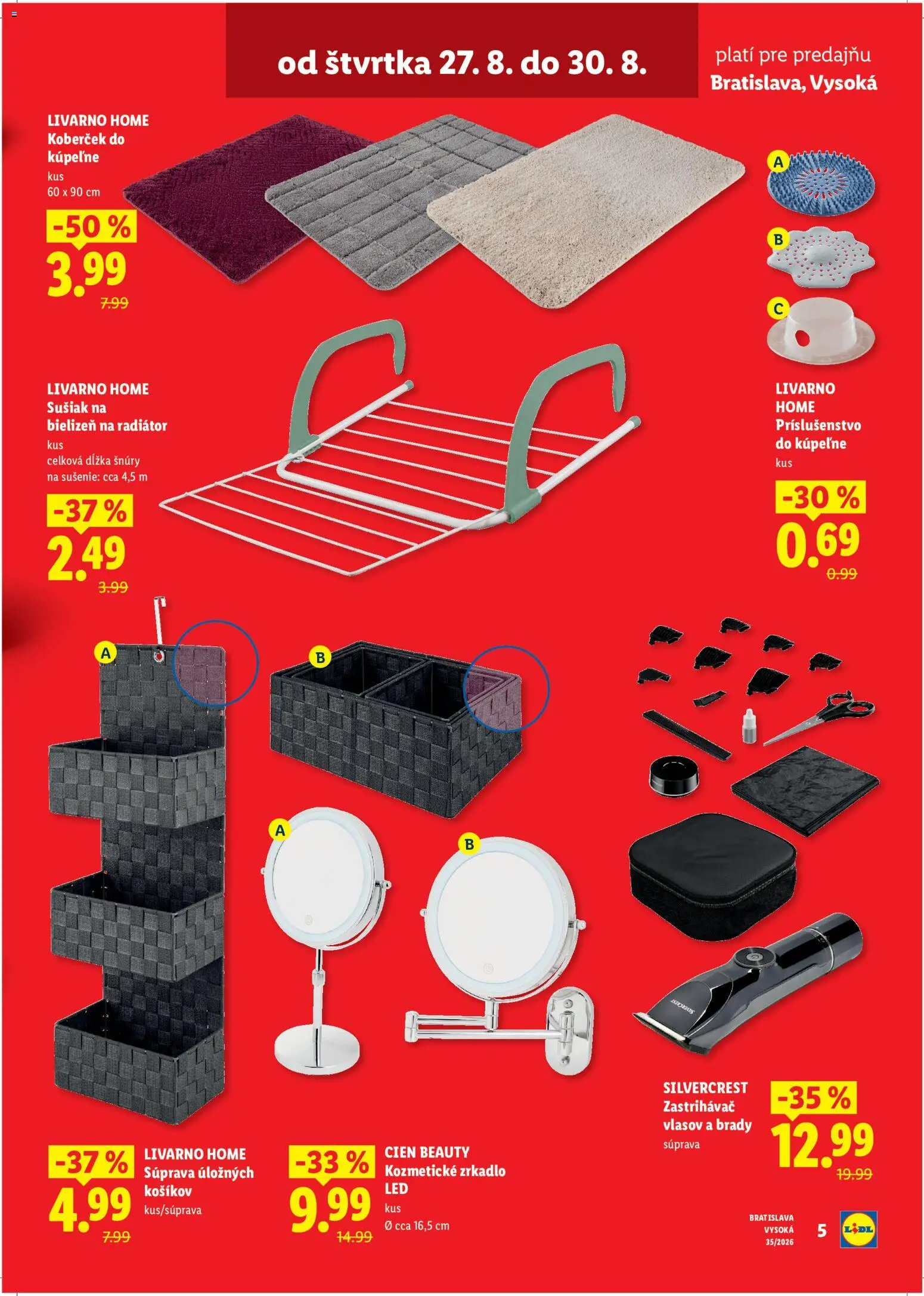 Nové Lidl akcie – leták je platný od 24.08.2026 | Strana: 5 | Produkty: Zrkadlo, Zastrihávač vlasov, Led