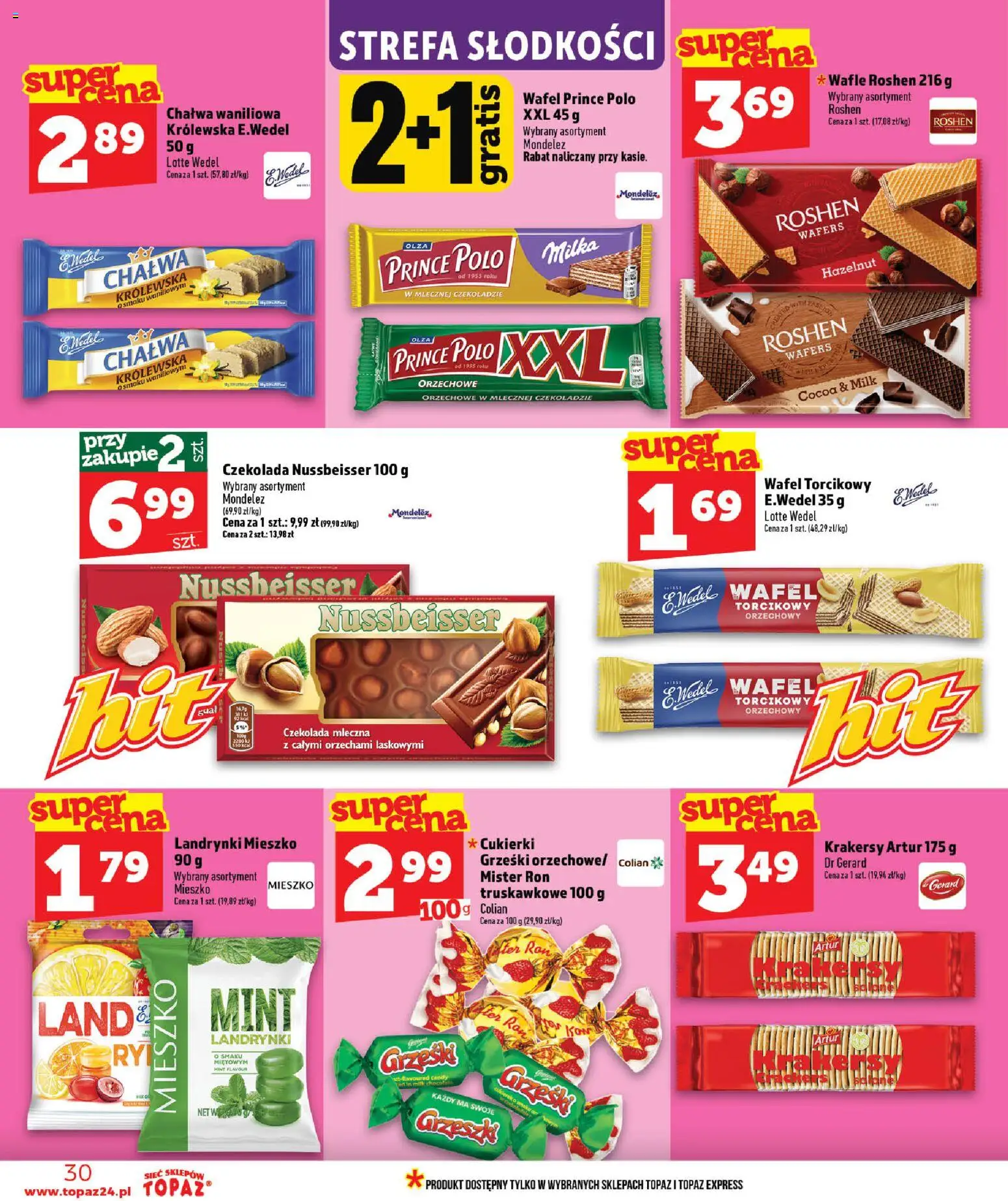 Topaz gazetka od 09.07.2026 | Strona: 30 | Produkty: Wafle, Czekolada mleczna, Milka, Czekolada