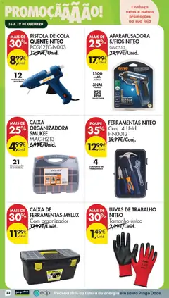 Pré-visualização Pingo Doce folheto Poupe Este Fim de Semana válido de 16/10/2026 | Página: 22 | Produtos: Ferramentas, Caixa, Bateria, Organizador