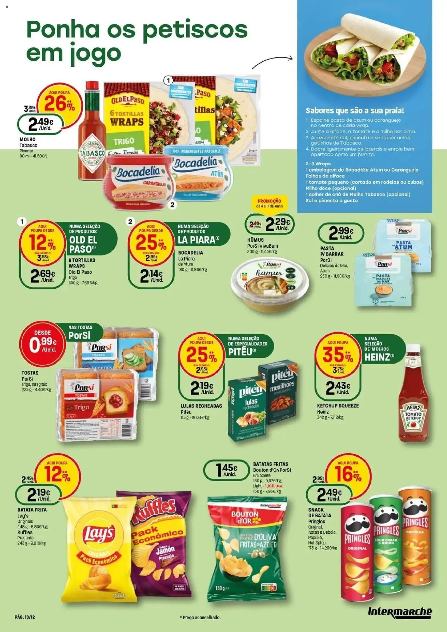 Intermarché O melhor mundial serve-se em casa │ válido de 04.06.2026 | Página: 10 | Produtos: Azeite, Lulas, Tomate, Alface