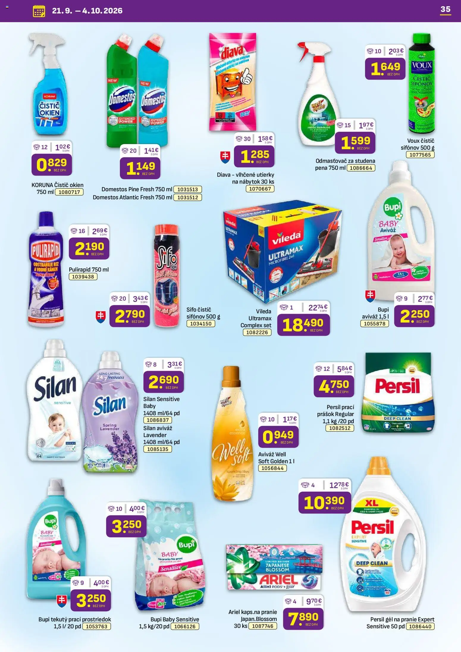 Nové Libex akcie – leták je platný od 21.09.2026 | Strana: 35 | Produkty: Nábytok, Čistič okien, Gél na pranie, Aviváž