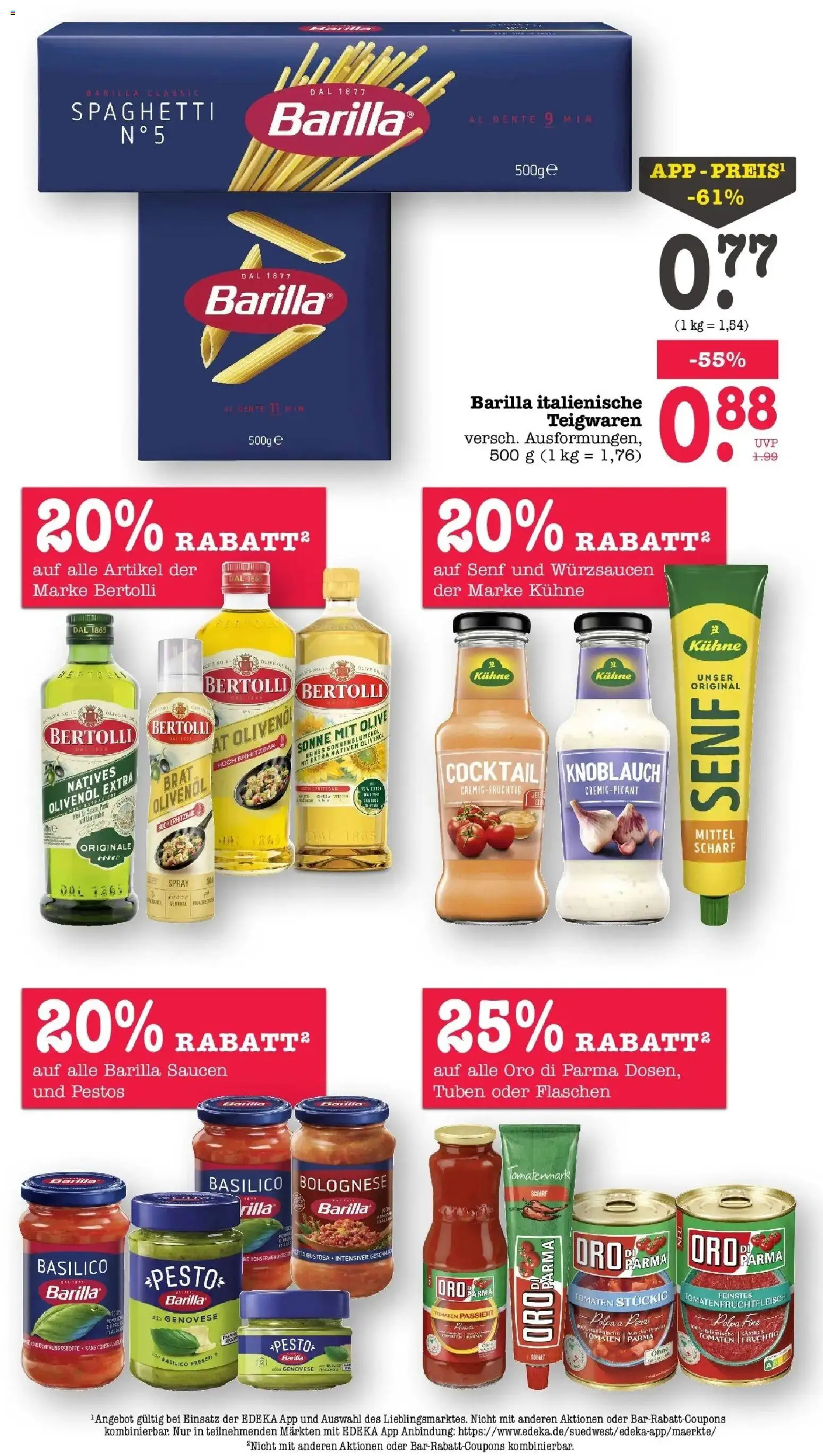 Edeka Prospekt Bühlertal – gültig ab 27.07.2026 | Seite: 36 | Produkte: Barilla, Olivenol, Oro di parma, Knoblauch