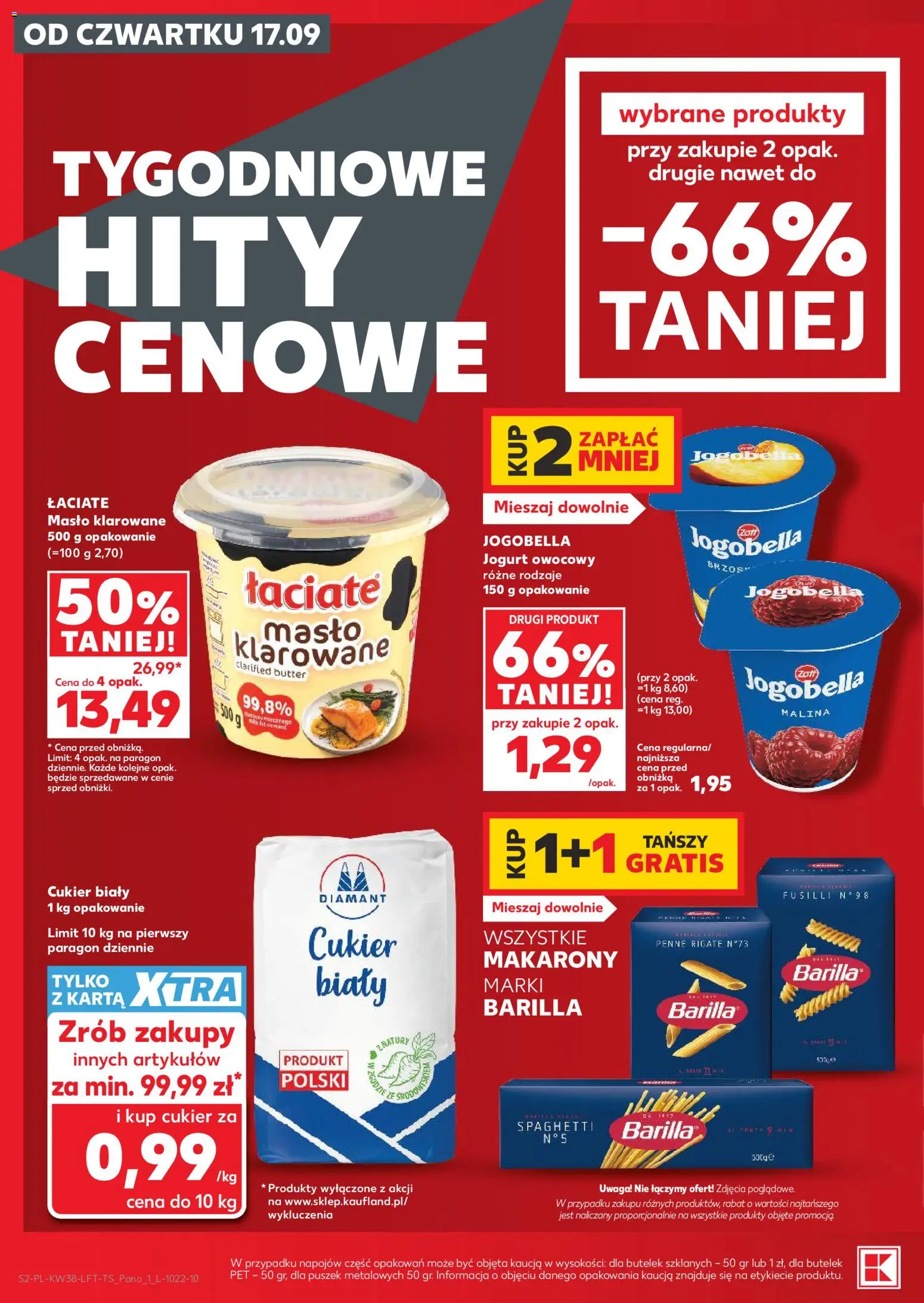 Kaufland Polsko leták od 17.09.2026 | Strana: 2 | Produkty: Barilla, Máslo, Jogobella, Makarony