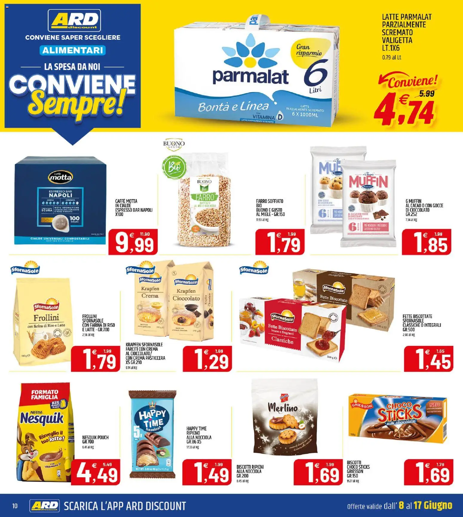 Volantino ARD Discount del 08.06.2026 | Pagina: 10 | Prodotti: Crema, Farina, Frollini, Valigetta