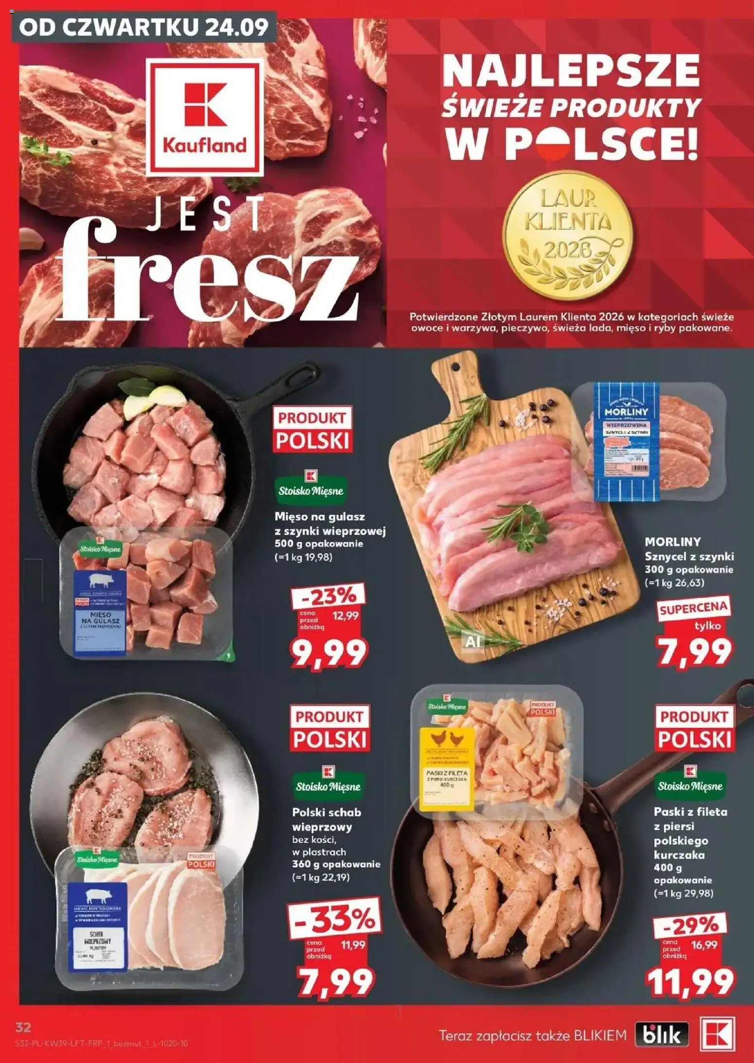 Kaufland gazetka od 24.09.2026 | Strona: 32 | Produkty: Piersi, Mięso, Mięso na gulasz, Owoce