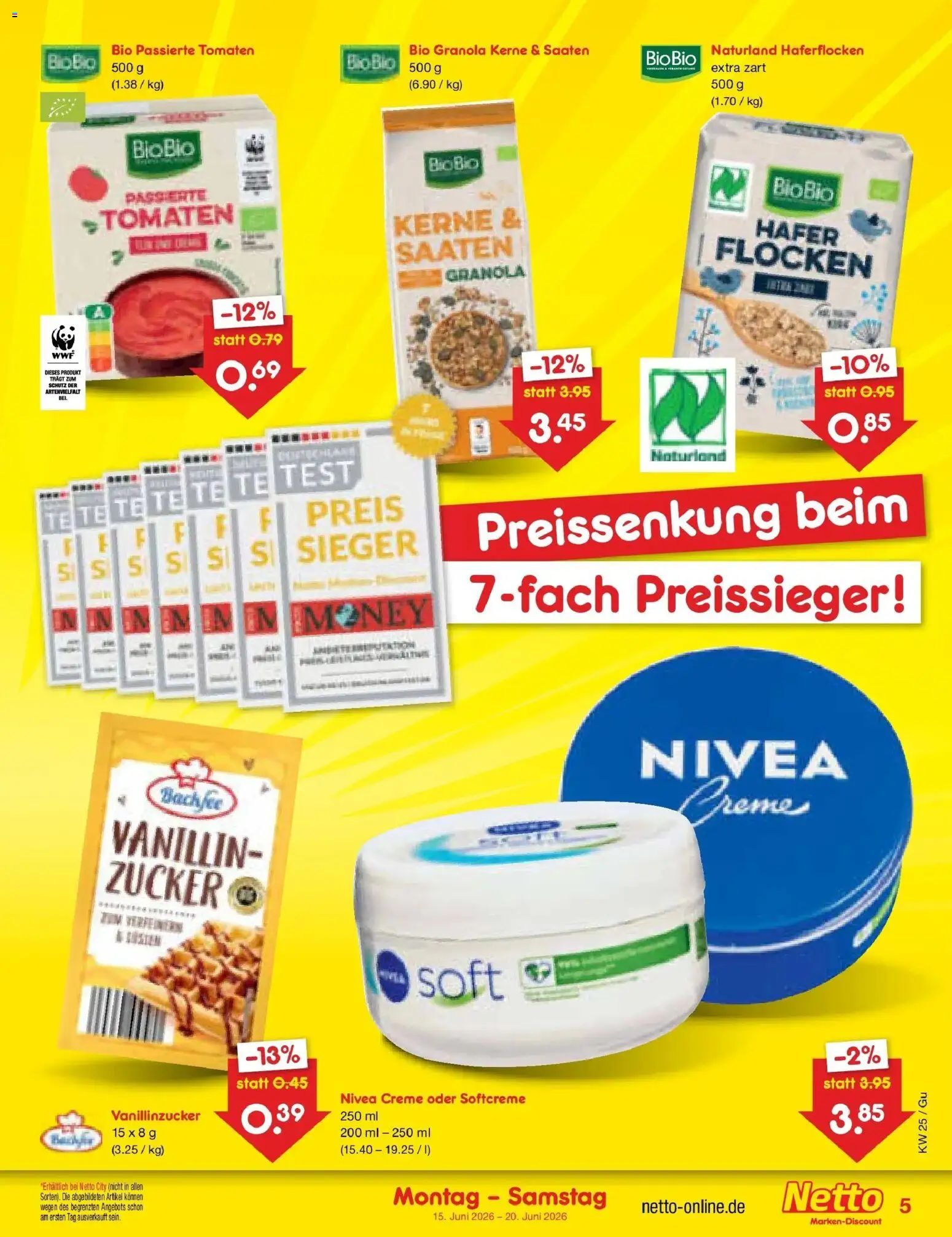 Netto Marken-Discount Prospekt Augustusburg – gültig ab 14.06.2026 | Seite: 5 | Produkte: Tomaten, Creme, Zucker, Flocken
