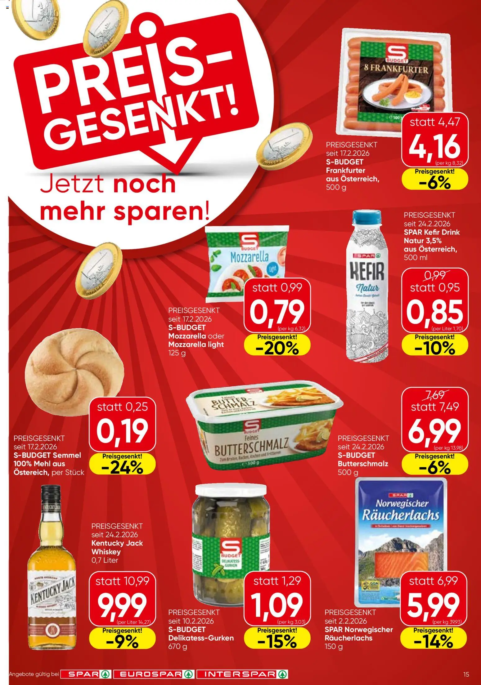 Spar Flugblatt - Salzburg gültig ab 19.03.2026 | Seite: 15 | Produkte: Gurken, Whiskey
