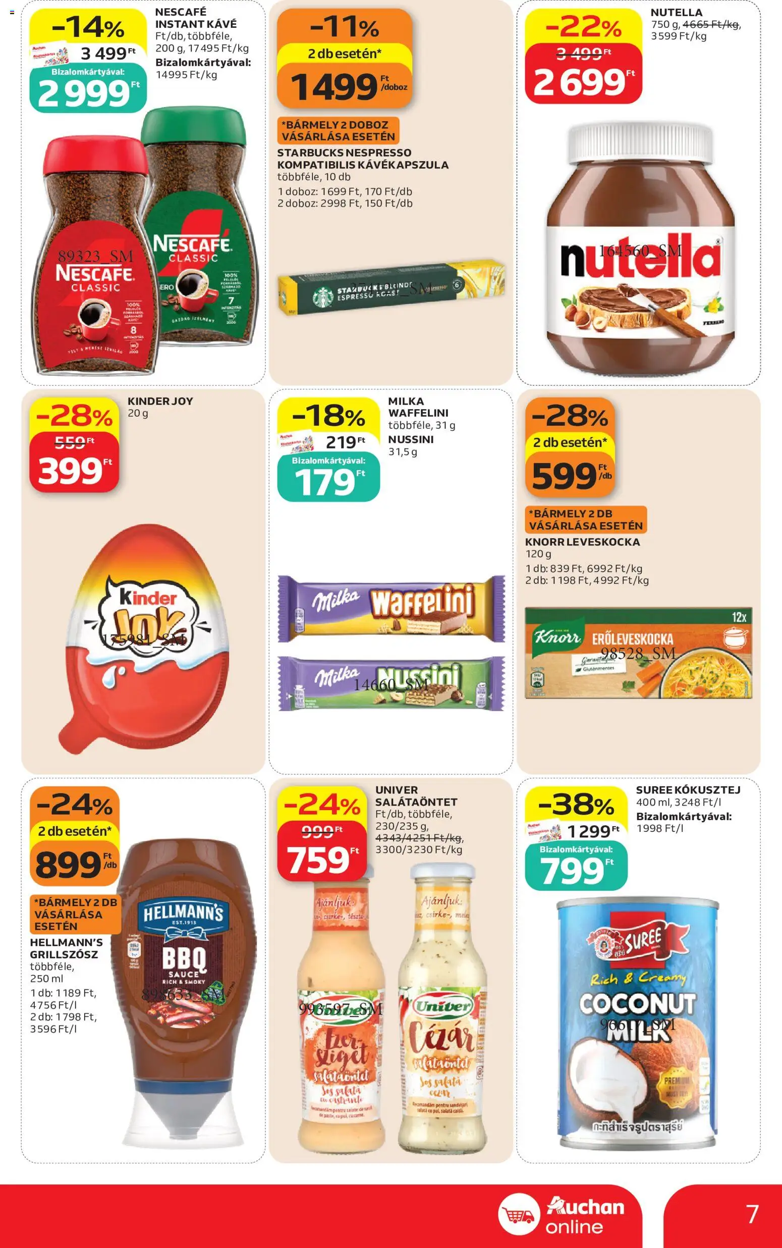 Auchan akciós ujság - amely érvényes a következő dátumtól: 2026.08.21. | Oldal: 7 | Termékek: Waffelini, Leveskocka, Gluténmentes, Kinder