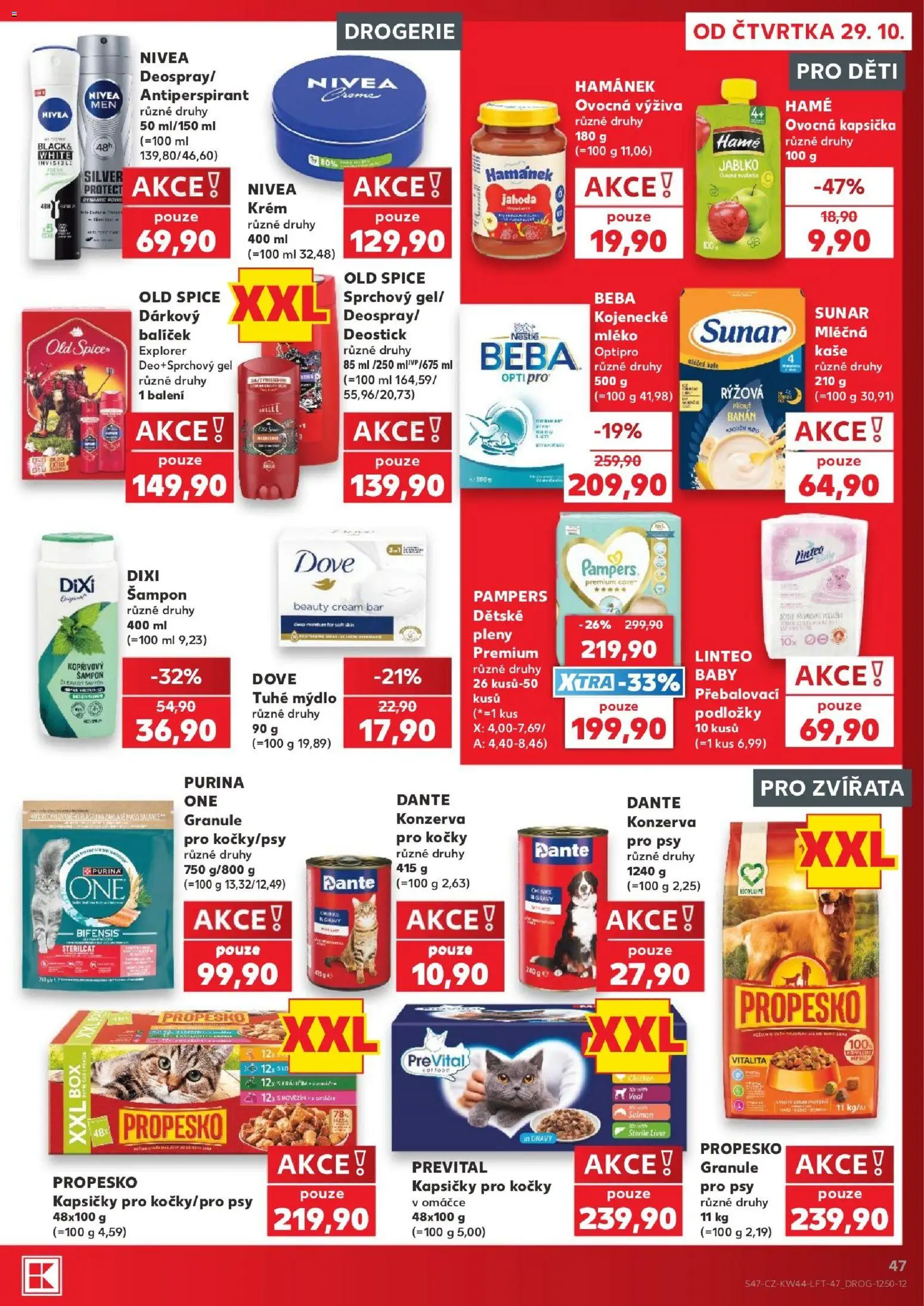 Kaufland leták - Praha 8 od 29.10.2026 | Strana: 47 | Produkty: Mléčná kaše, Ovocná kapsička, Banán, Drogerie