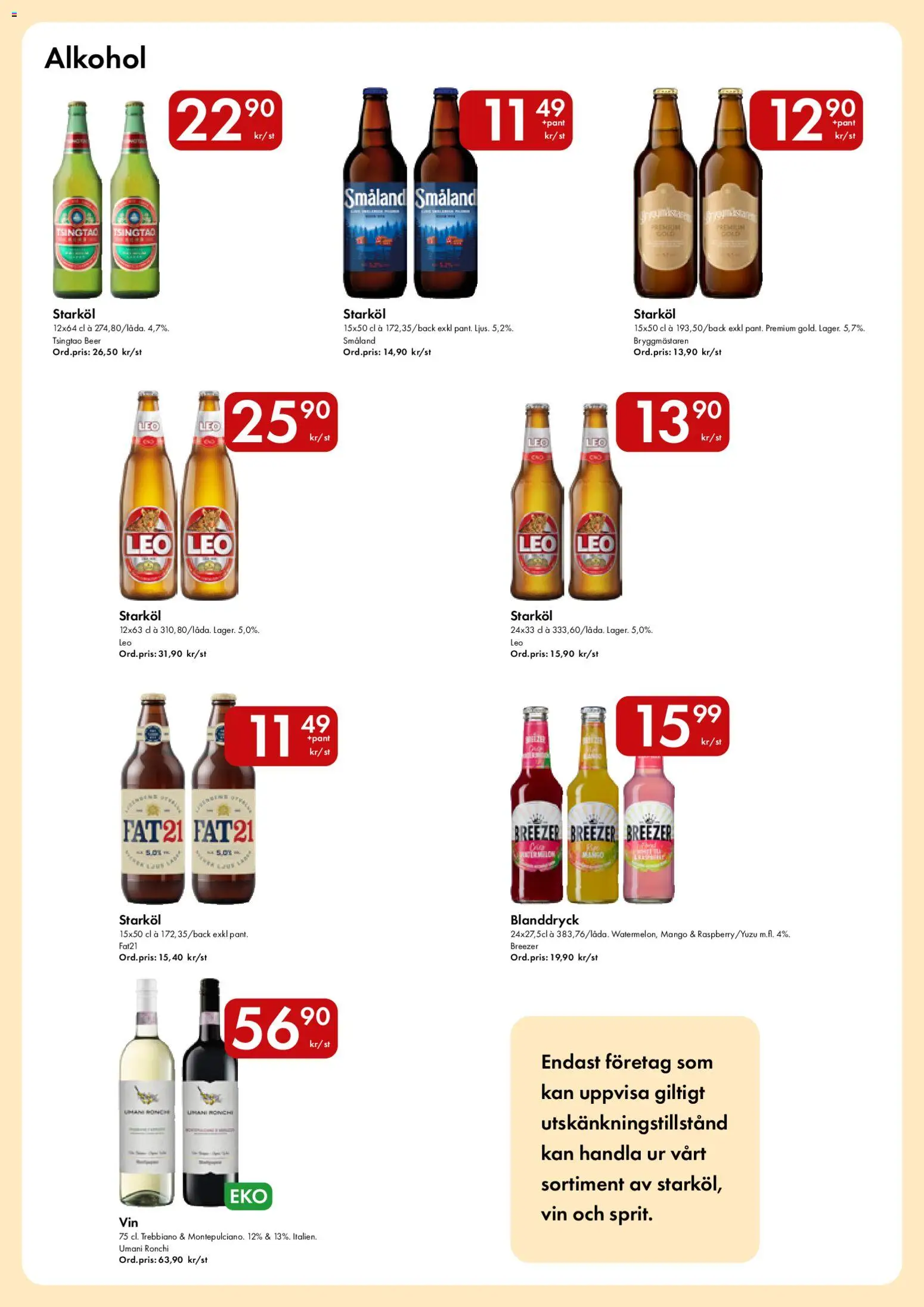 Snabbgross reklamblad aktuell från 07/09/2026 | Sida: 13 | Produkter: Alkohol, Vin, Mango, Blanddryck
