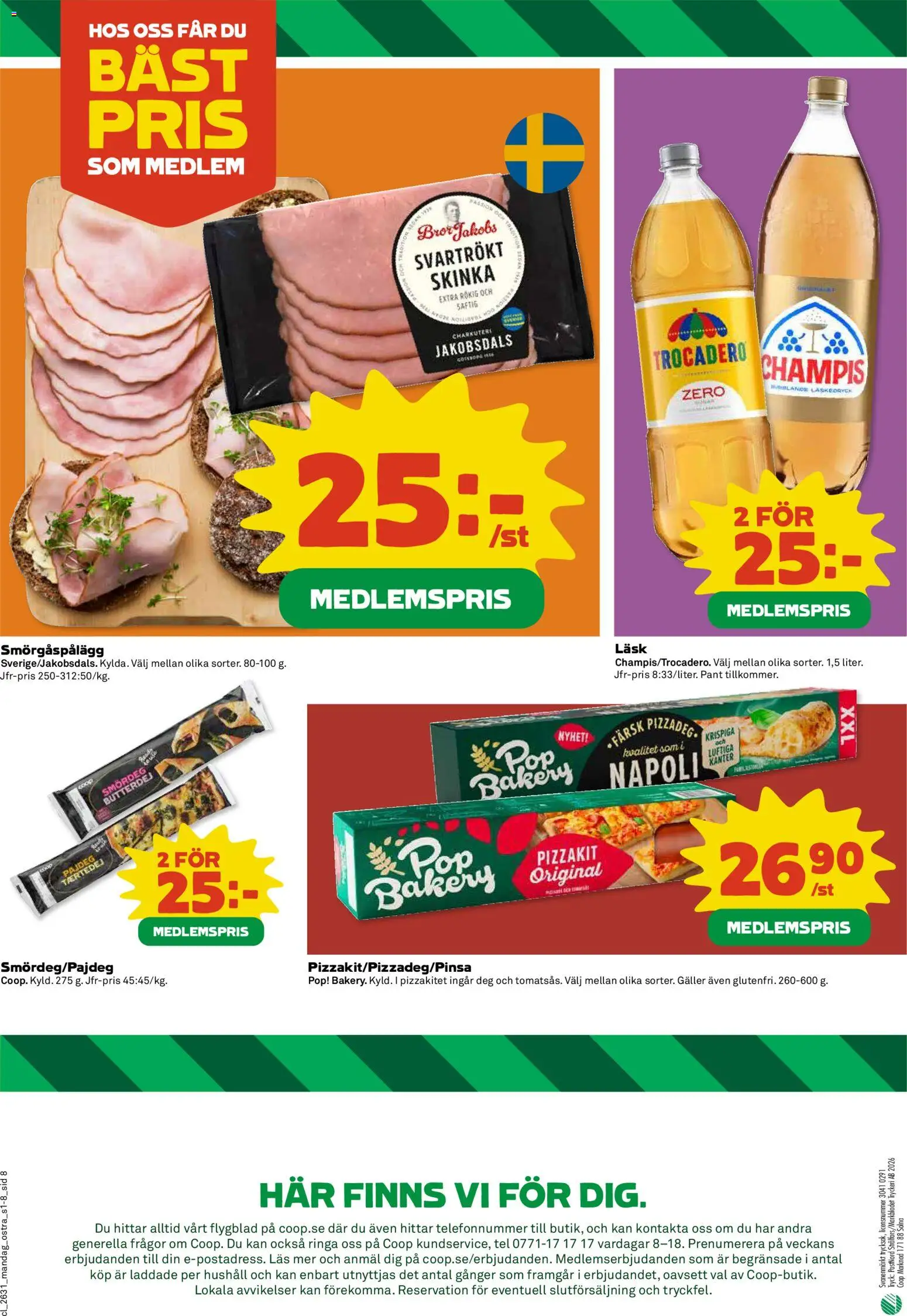 Coop reklamblad aktuell från 27/07/2026 | Sida: 8 | Produkter: Galler, Smörgåspålägg, Skinka, Pizzakit