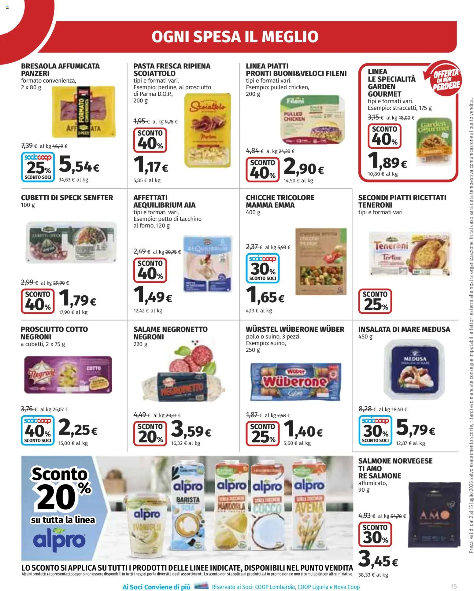 Volantino Ipercoop del 02/07/2026 | Pagina: 15 | Prodotti: Salmone, Bresaola, Tacchino, Prosciutto