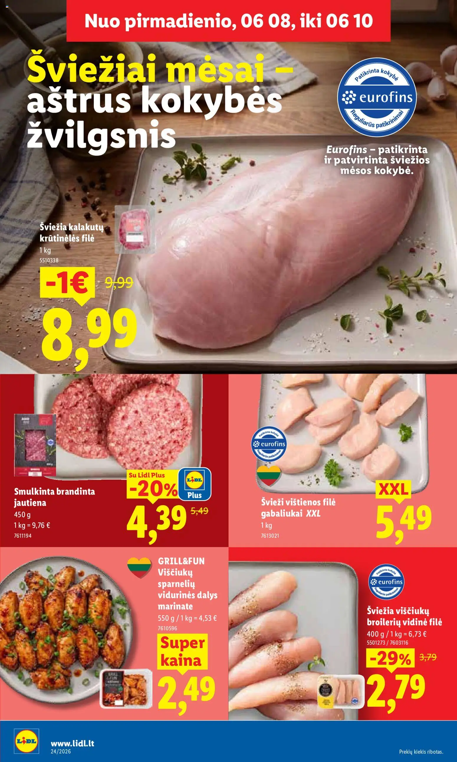 LIDL akcijos nuo 08.06.2026 | Puslapis: 10 | Prekių: Vištienos, Jautiena