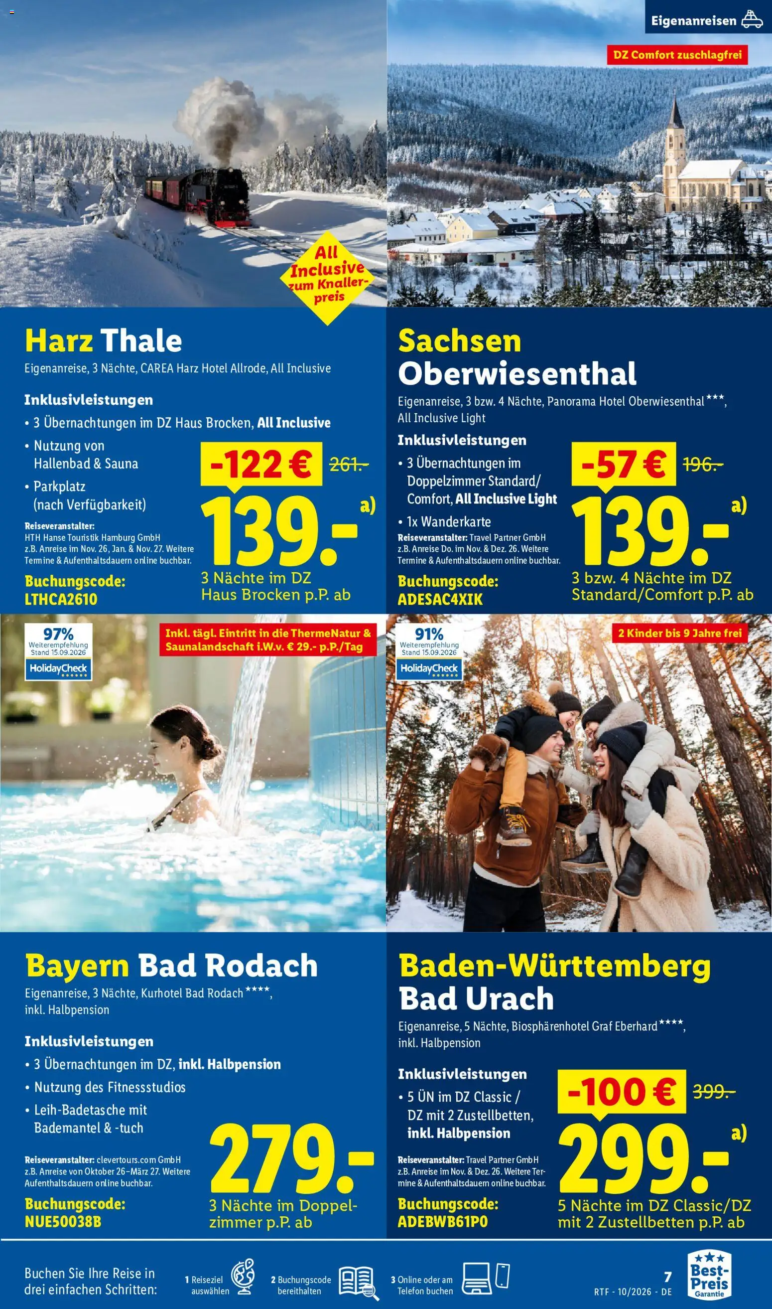 Lidl Reisen Oktober/November Reise-Highlights – gültig ab 14.10.2026 | Seite: 7 | Produkte: Bad, Bademantel, Telefon