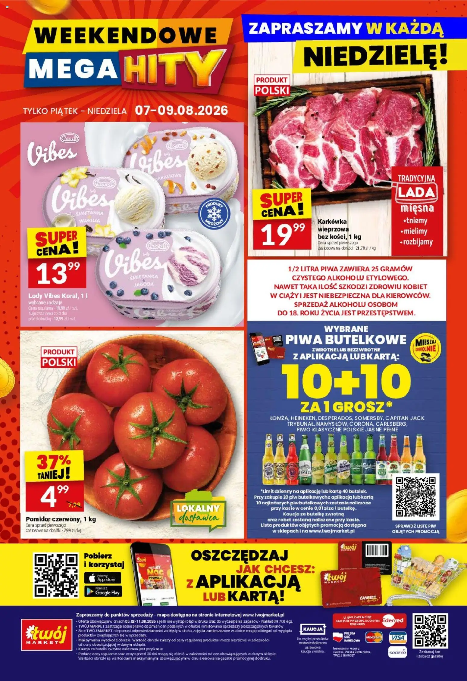 Twój Market gazetka od 05.08.2026 | Strona: 40 | Produkty: Karta, Karkówka, Karkówka wieprzowa, Piwo