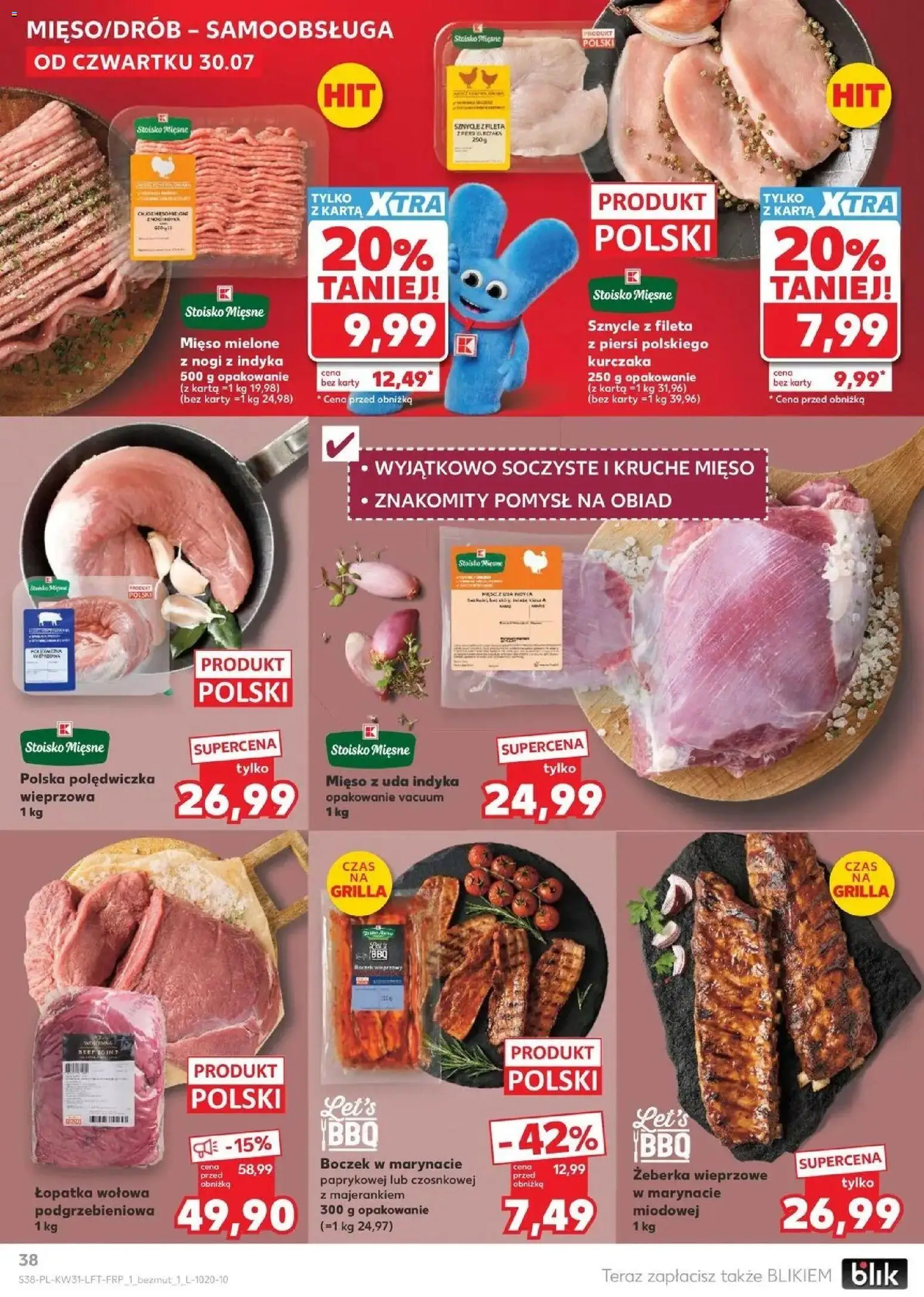 Kaufland gazetka od 30.07.2026 | Strona: 38 | Produkty: Karta, Żeberka wieprzowe, Łopatka wołowa, Boczek