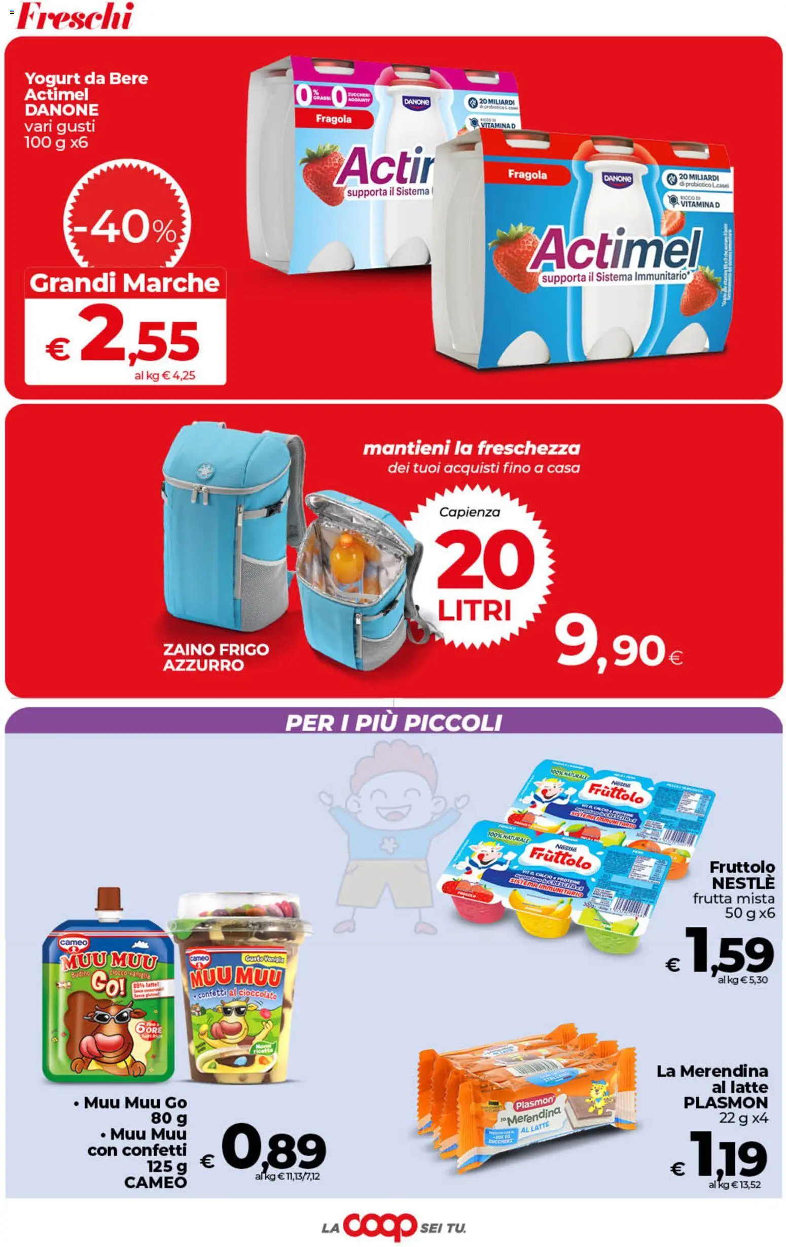 Volantino COOP del 18.06.2026 | Pagina: 14 | Prodotti: Frutta, Latte, Zaino, Budino