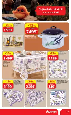 Auchan Nyári extra ajánlataink - amely érvényes a következő dátumtól: 11.06.2026 | Oldal: 17 | Termékek: Vágódeszka, Ülőpárna, Levendula
