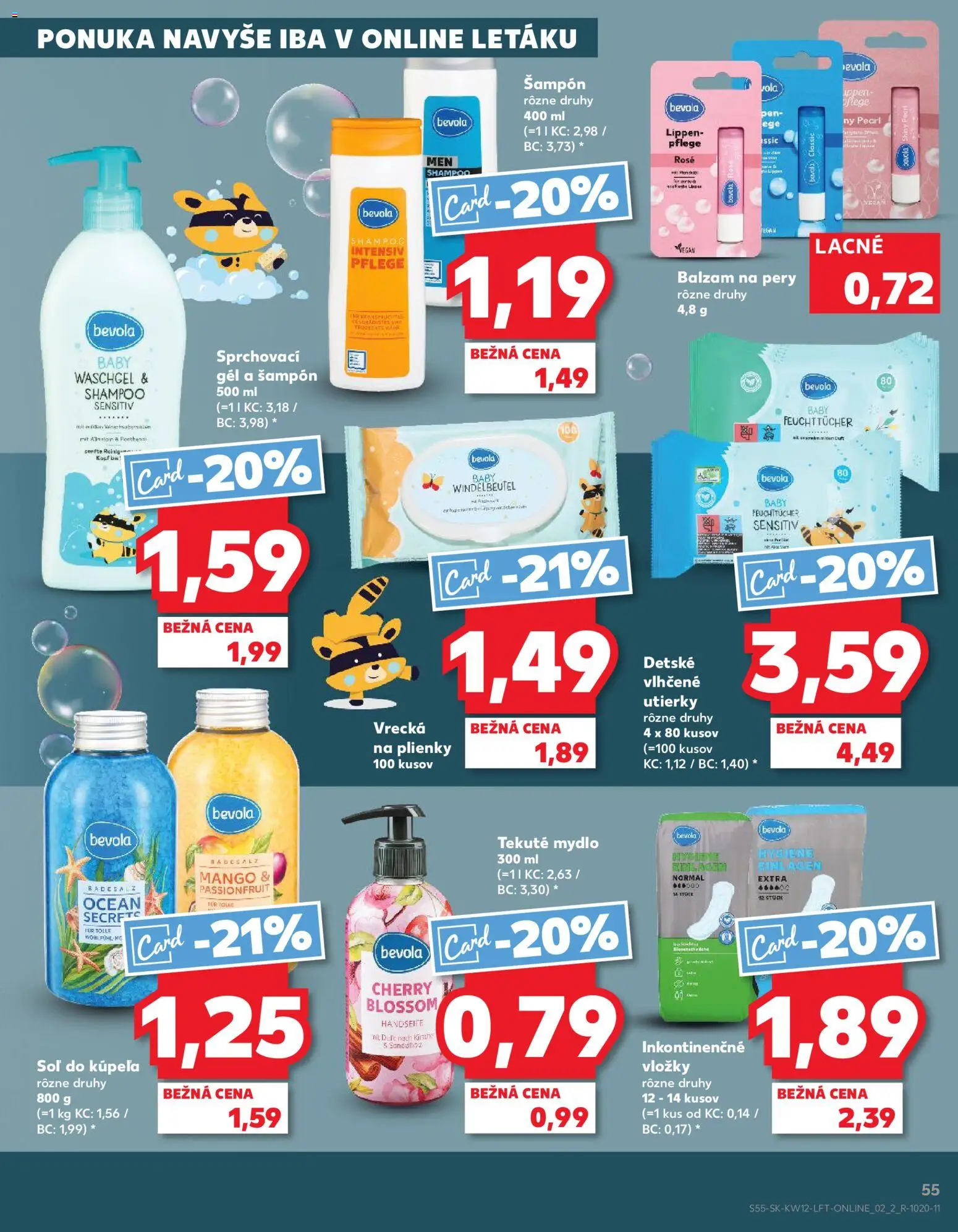 Nové Kaufland akcie – leták je platný od 19.03.2026 | Strana: 55 | Produkty: Šampón, Soľ, Mango, Plienky